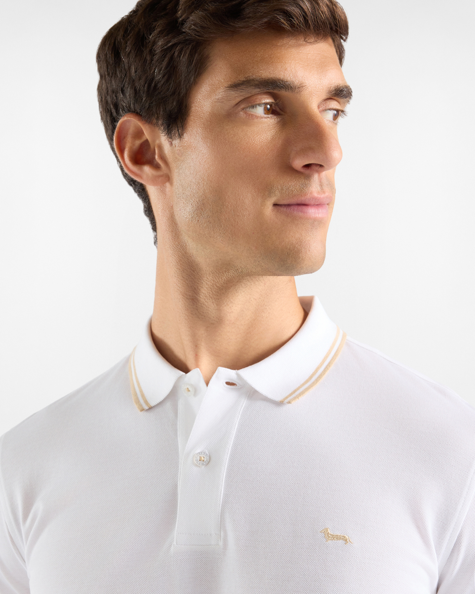 Polo da uomo manica corta in piquet di 100% puro cotone, BIANCO, large