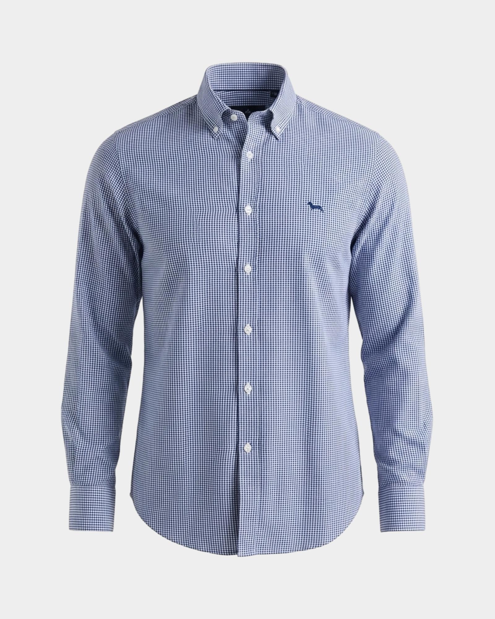 Men's regular-fit textured houndstooth shirt, NAVY BLUE, large
