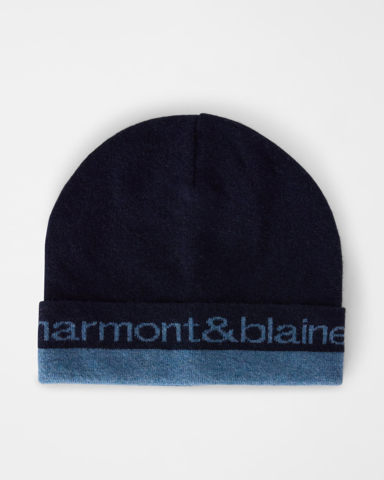 Beanie Uomo con logo jacquard in lana blu navy