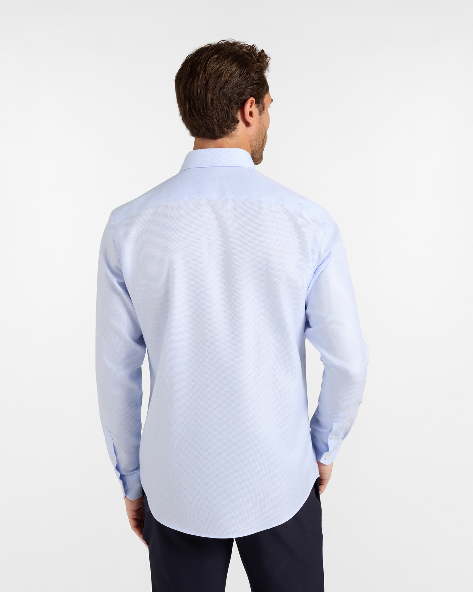 Men's narrow-fit no-iron textured shirt, SKY, large
