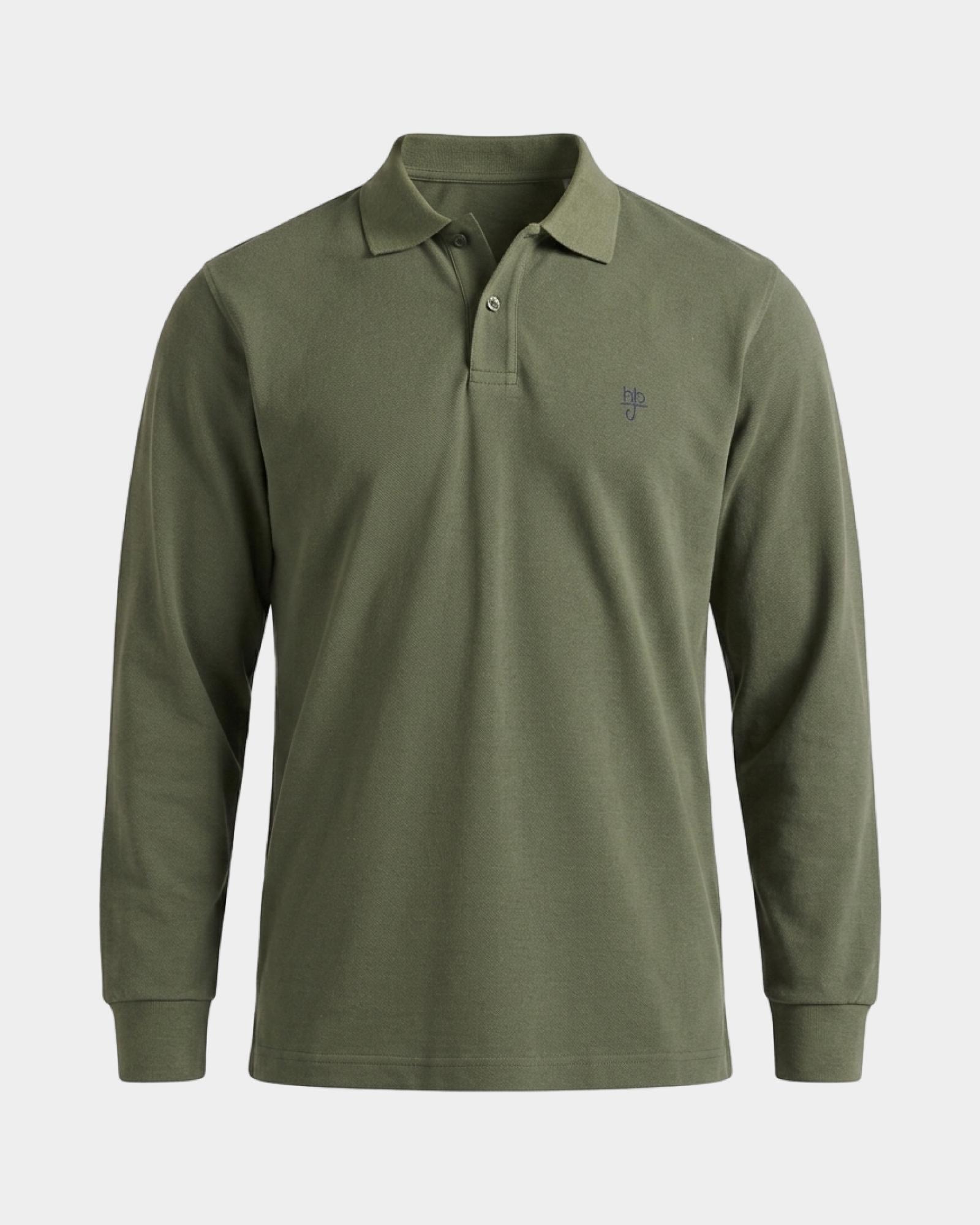 Polo HBJ Uomo Manica Lunga in Cotone Piquet, VERDE, large