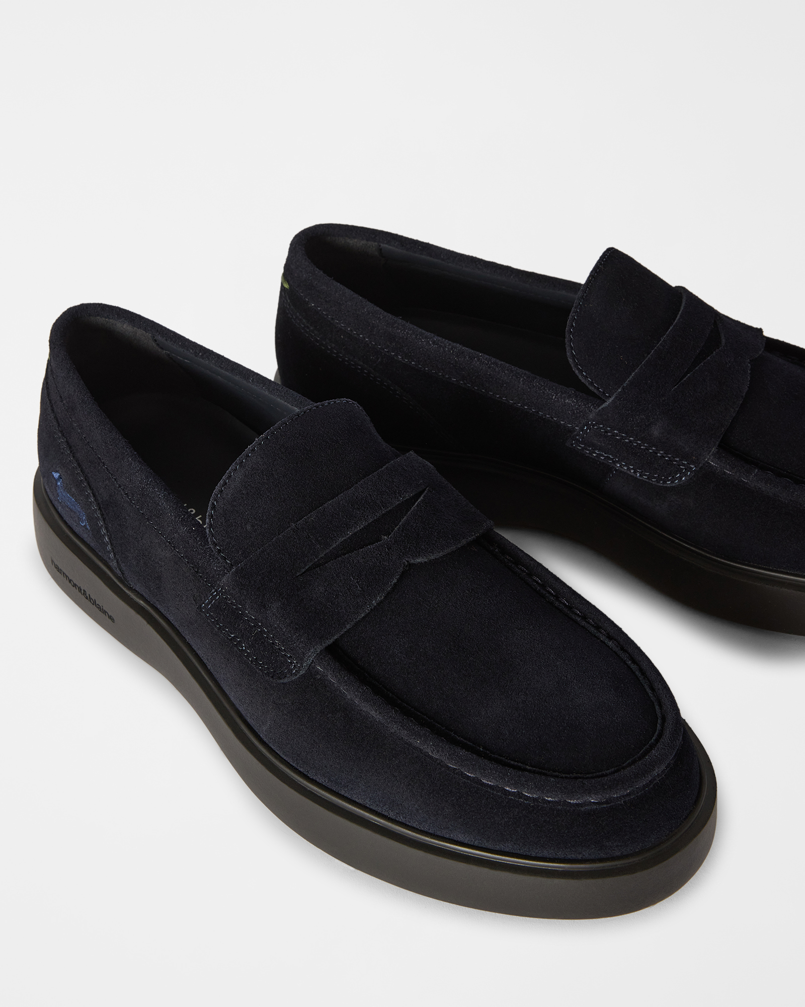 Men's suede slip-on loafers, BLUE, large