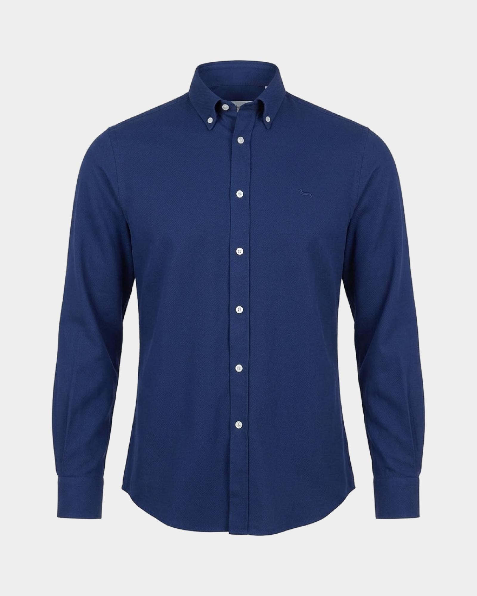 Men's regular-fit sport dark blue micro jacquard shirt, SPORT BLUE, large