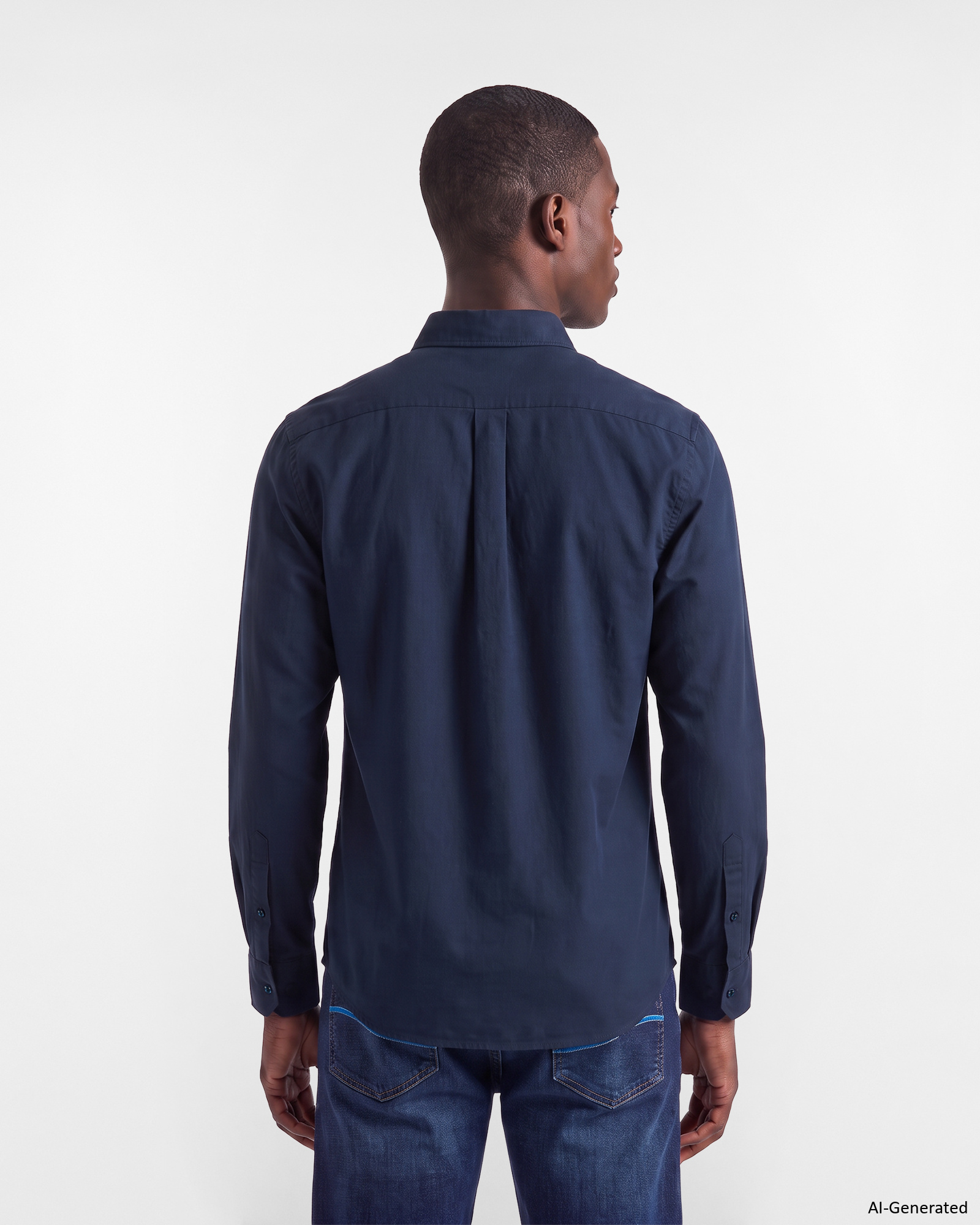 Men's regular-fit Oxford shirt with pocket square, DARK BLUE, large