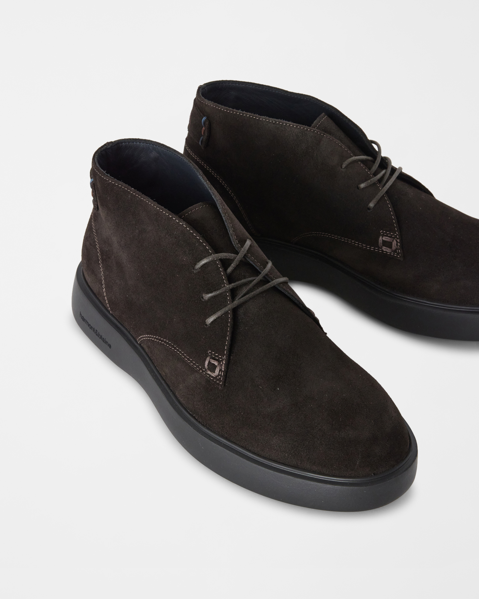 Men's chukka boots in suede, DARK BROWN, large