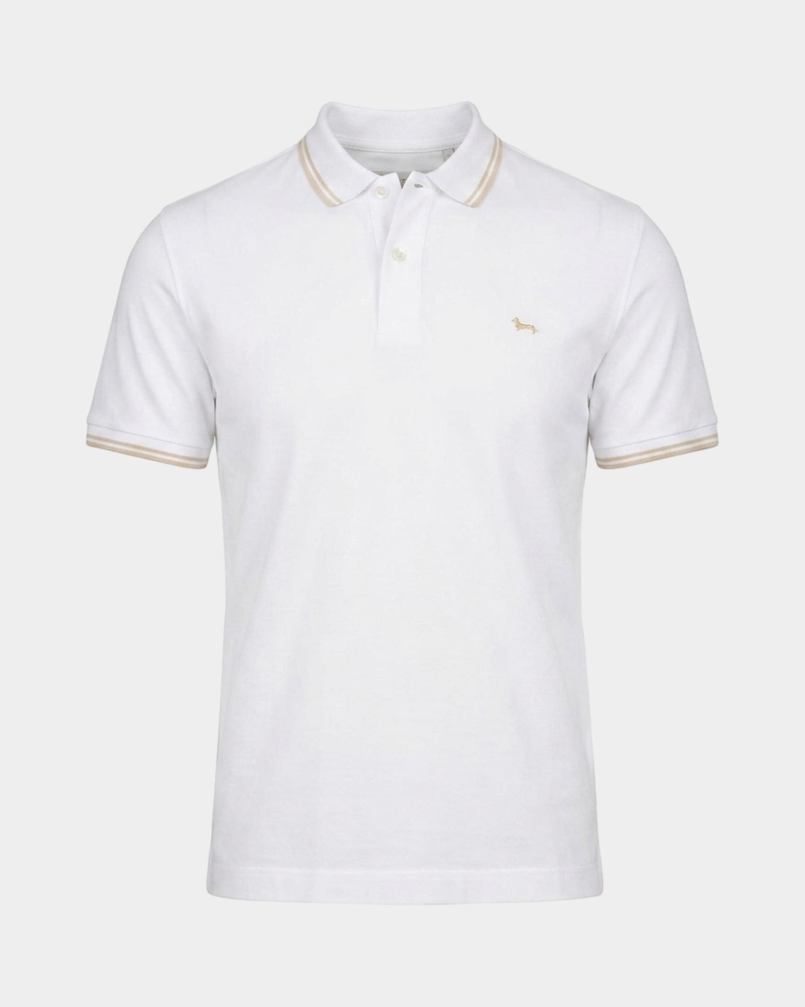 Polo da uomo manica corta in piquet di 100% puro cotone, BIANCO, large