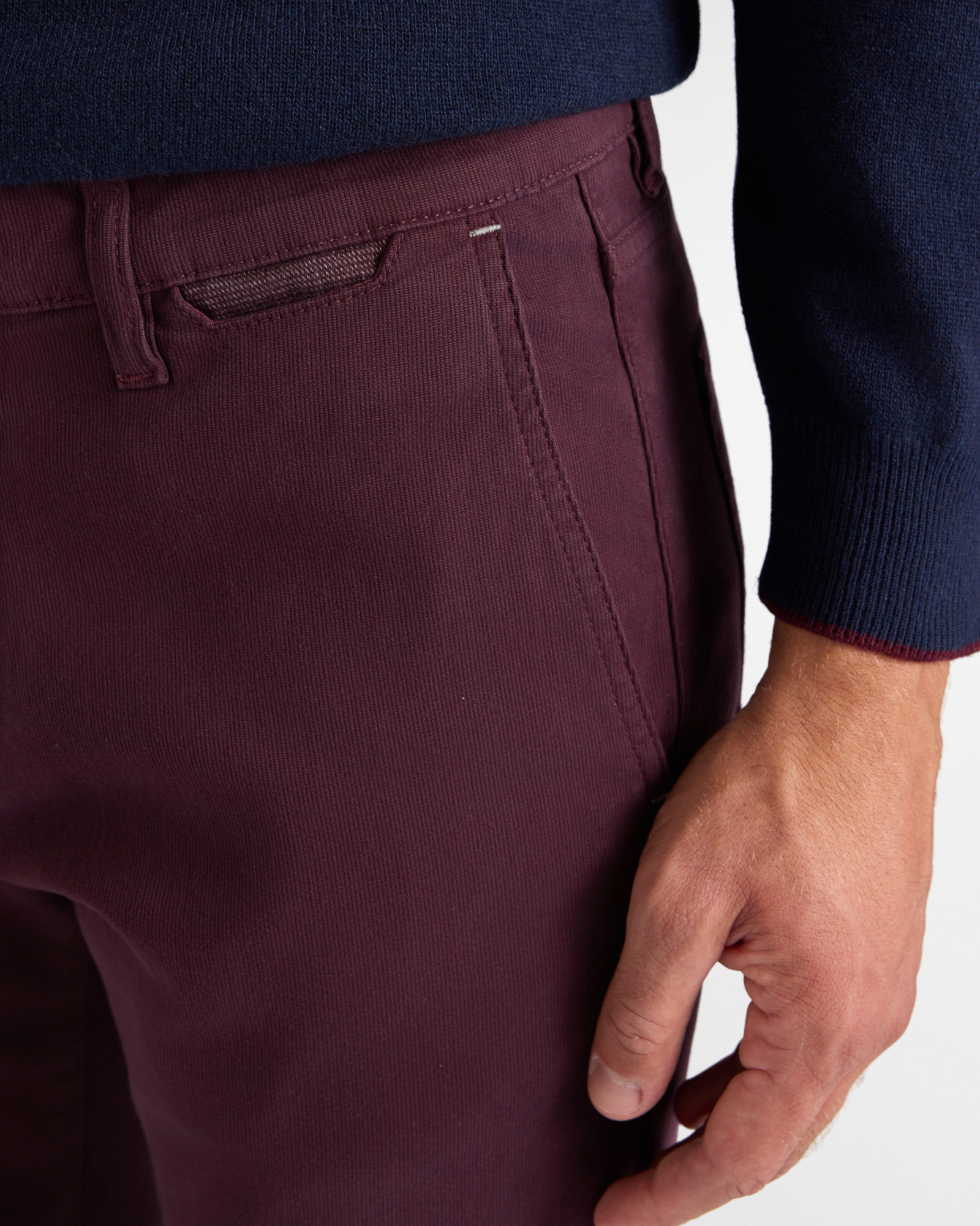 Pantalone 5 tasche Uomo five in cotone stretch  Narrow Fit Made in Italy, VIOLA SCURO, large