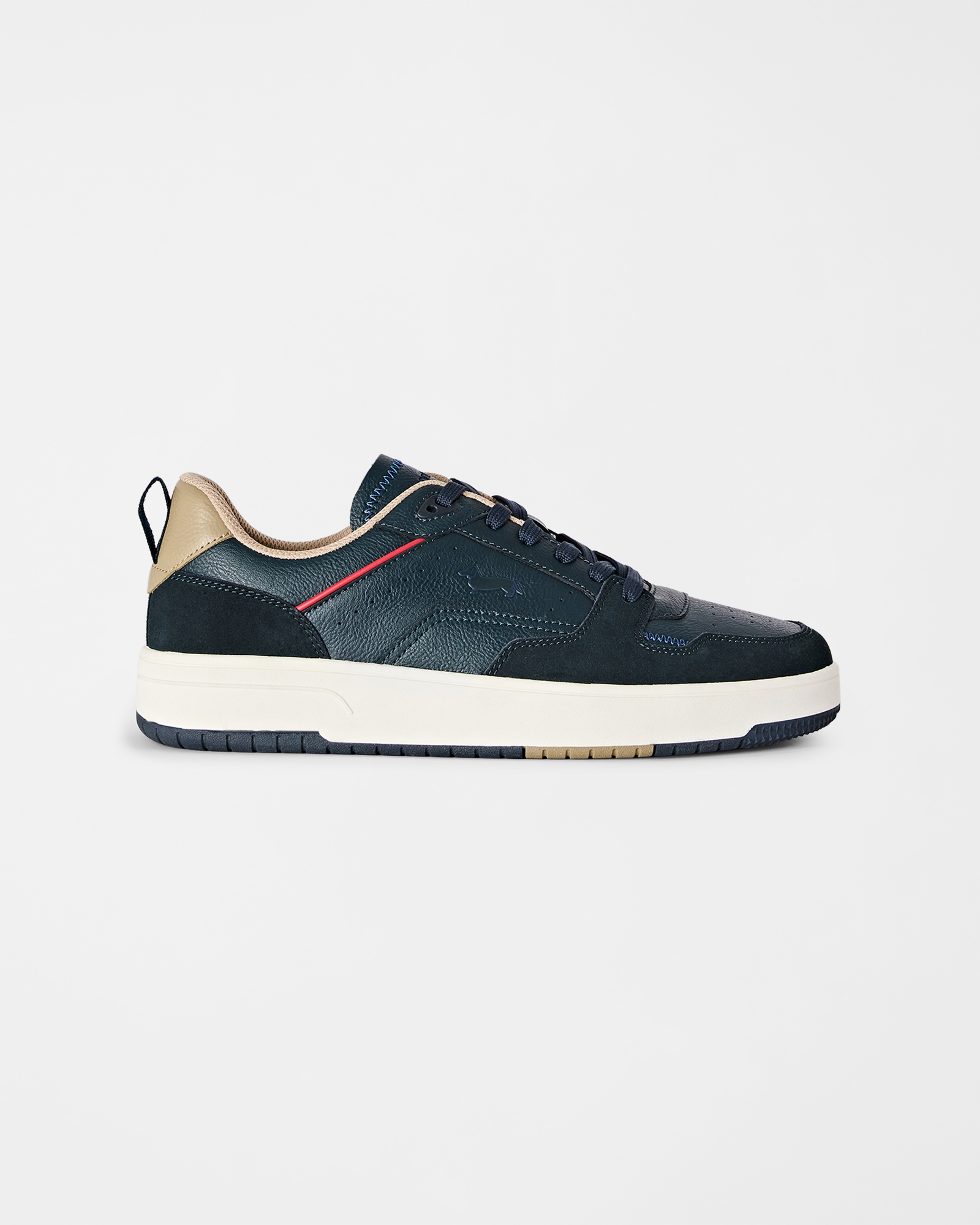 Sneaker Uomo basket-style in vera pelle e camoscio blu scuro