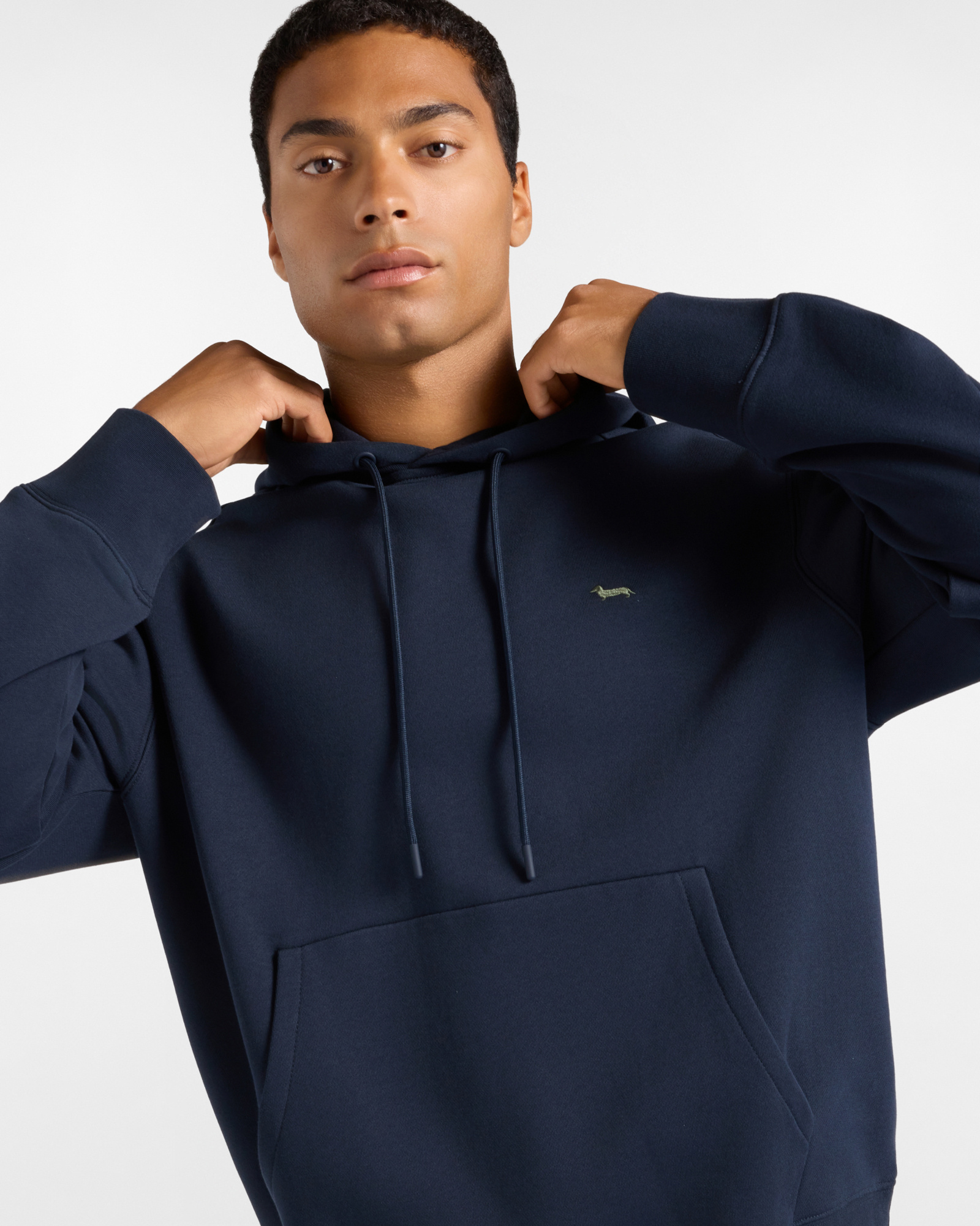 Men's blue Relaxed Fit hoodie with kangaroo pocket, NAVY BLUE, large