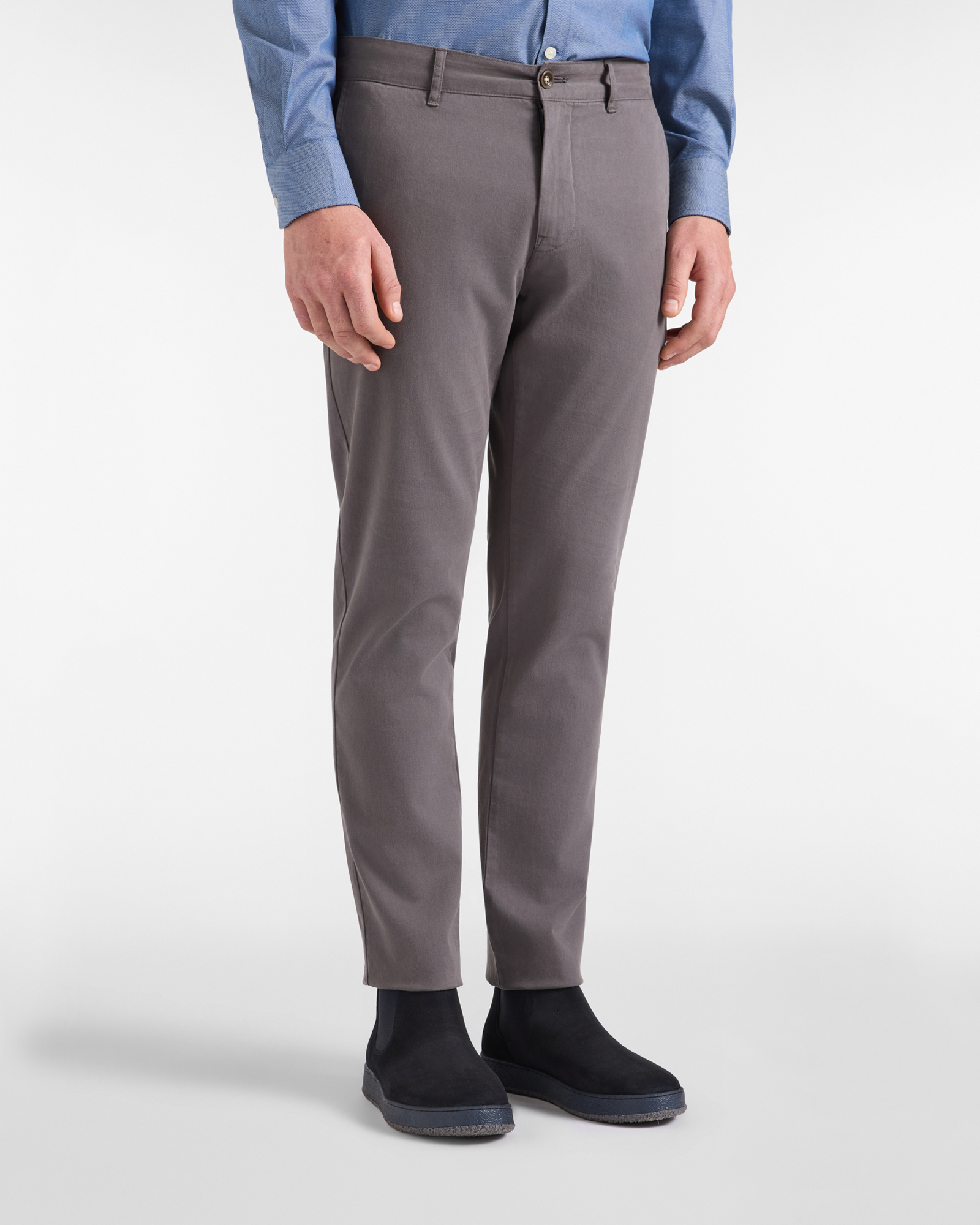 Pantalone Chino HBJ Uomo Narrow Fit in Gabardina di Cotone Stretch Grigio