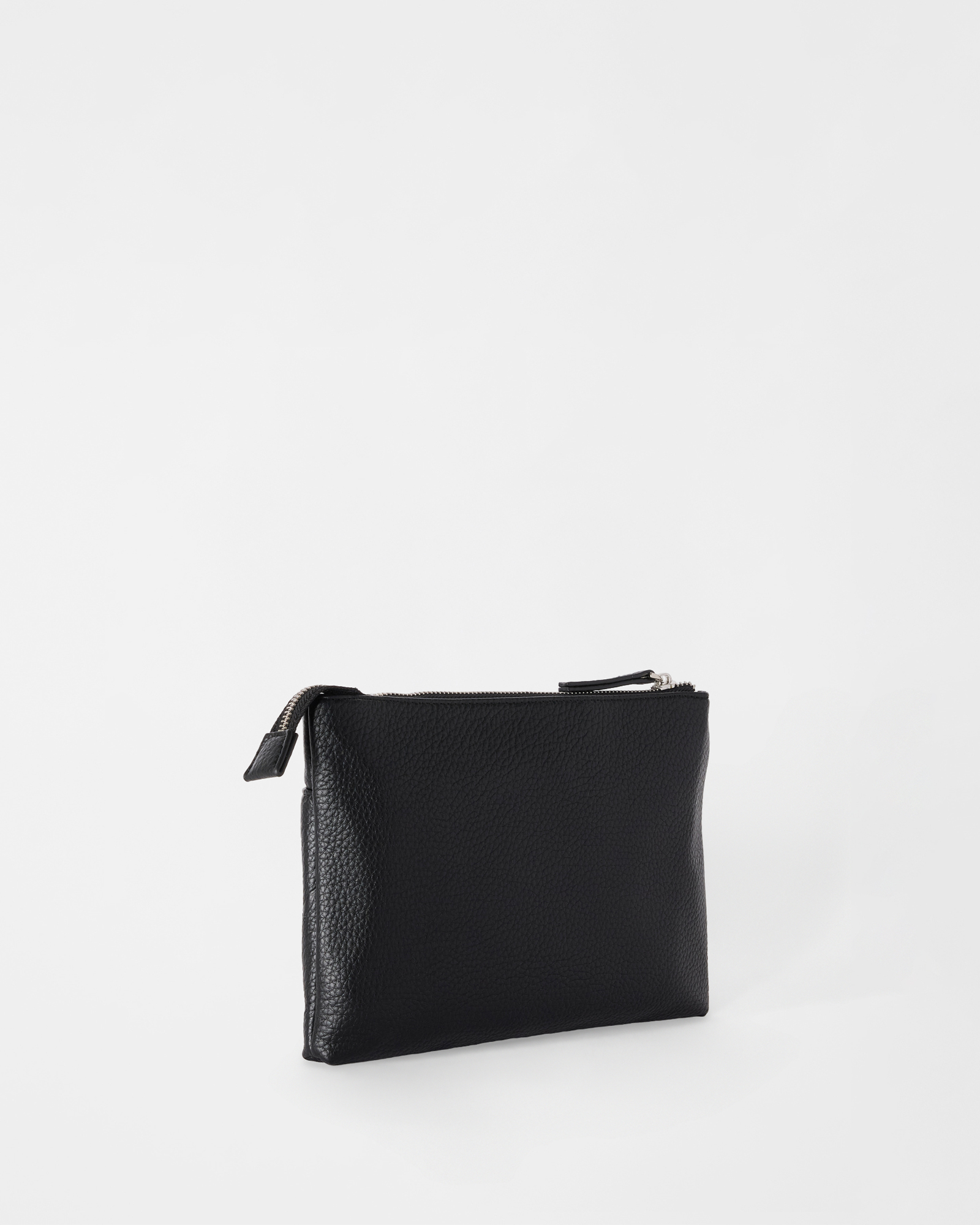 Men&rsquo;s flat clutch with handle and all-over dachshund pattern, BLACK, large