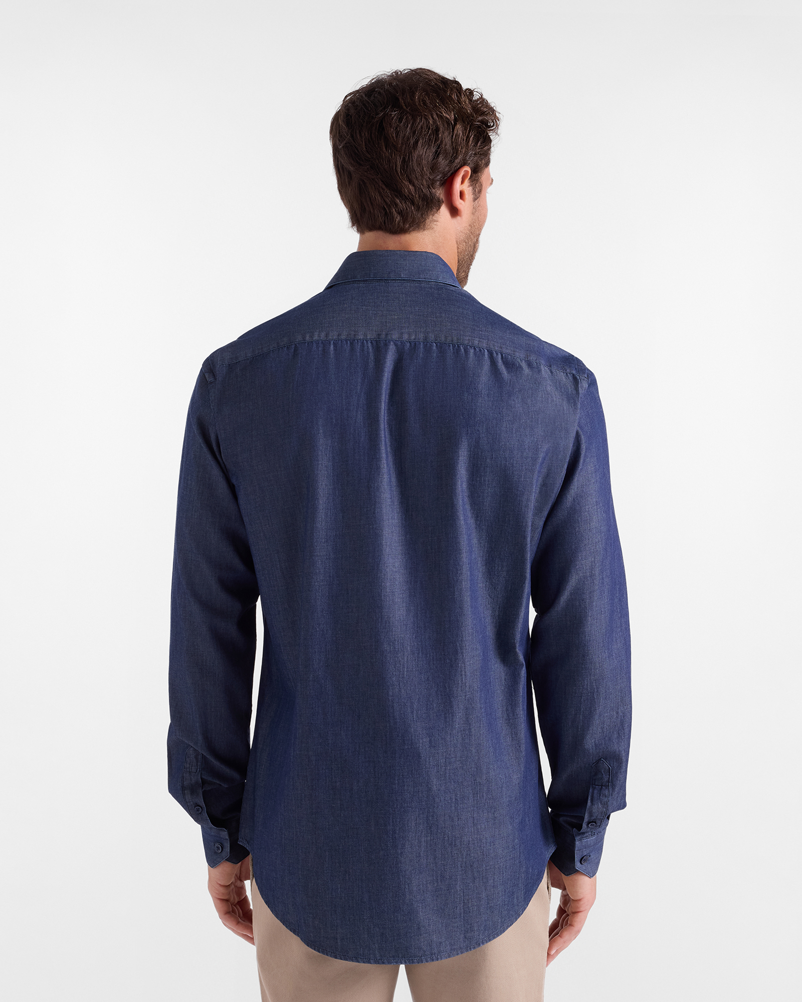 Camicia Uomo denim collo French Narrow Fit, BLU NAVY, large