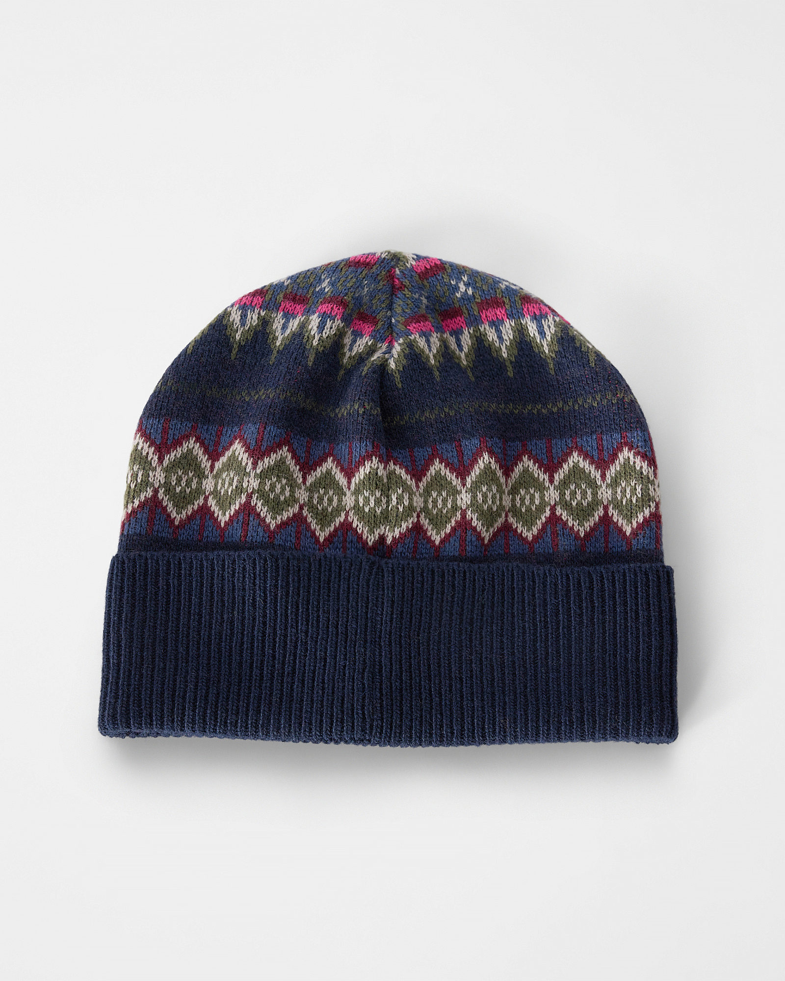 Beanie Uomo zuccotto fair isle in misto lana e cashmere, BLU NAVY, large