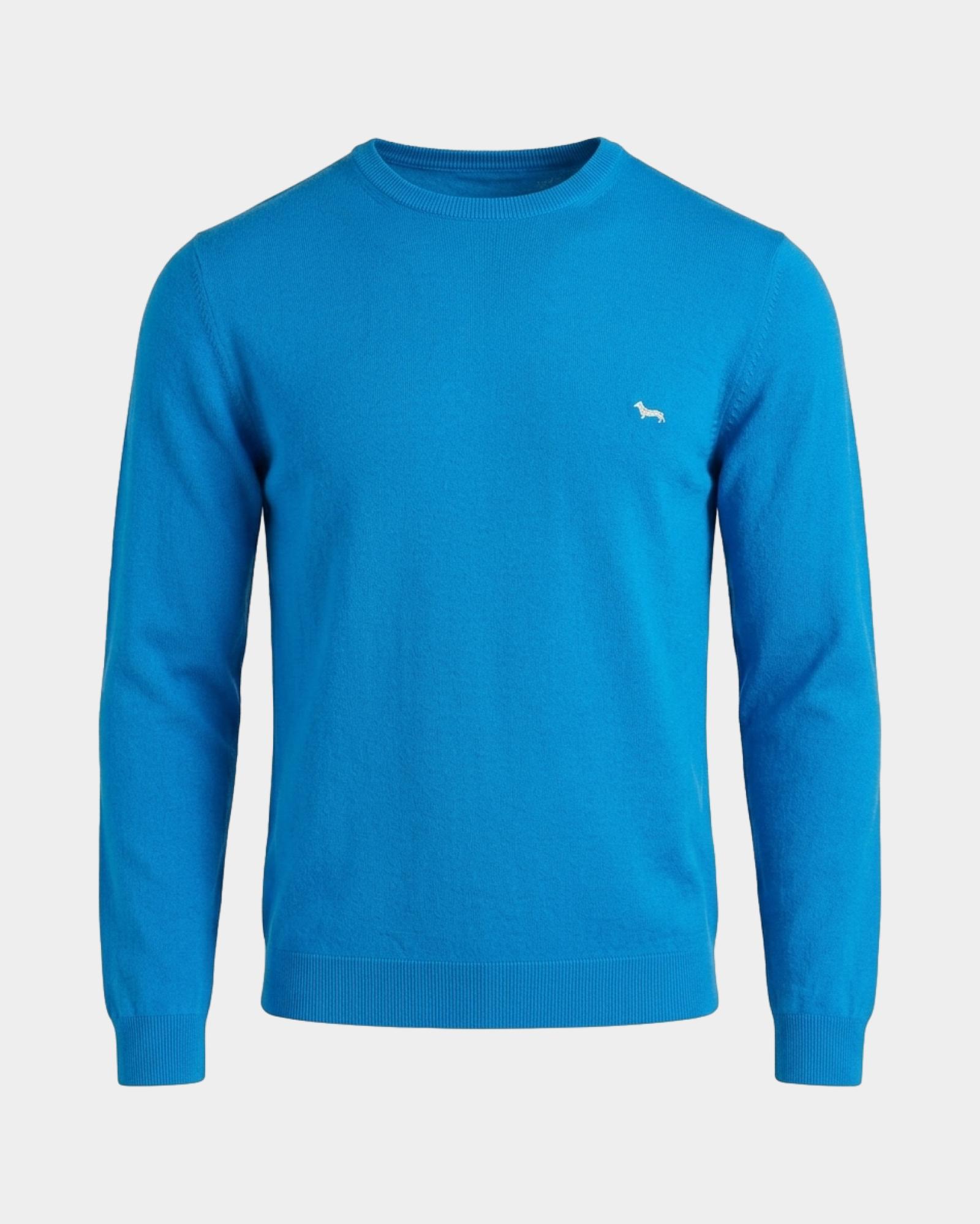 Maglia Uomo in misto cotone e cashmere  Regular Fit Made in Italy, AZZURRO, large