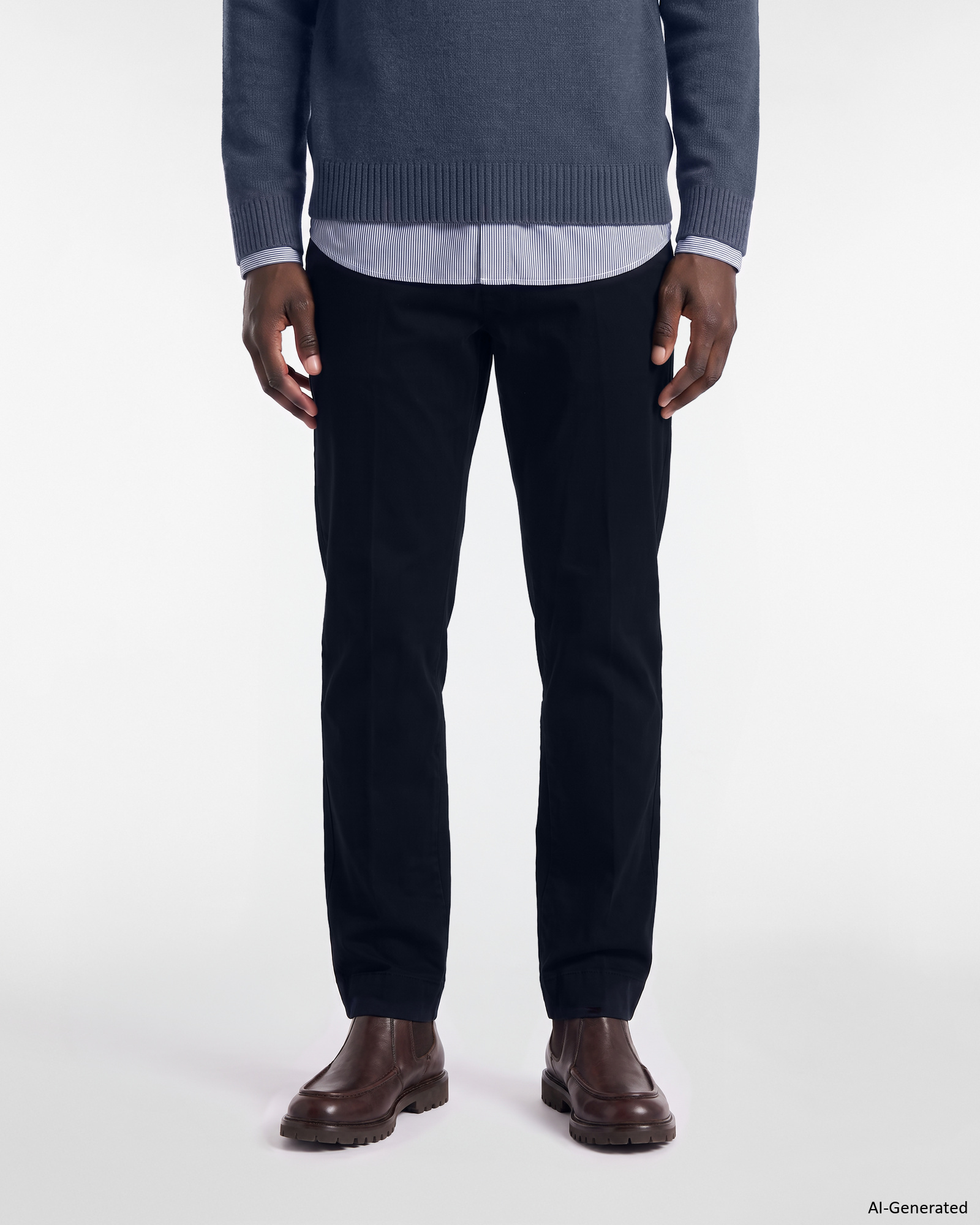 Men&rsquo;s Loose-Fit Dark Blue Chino Trousers