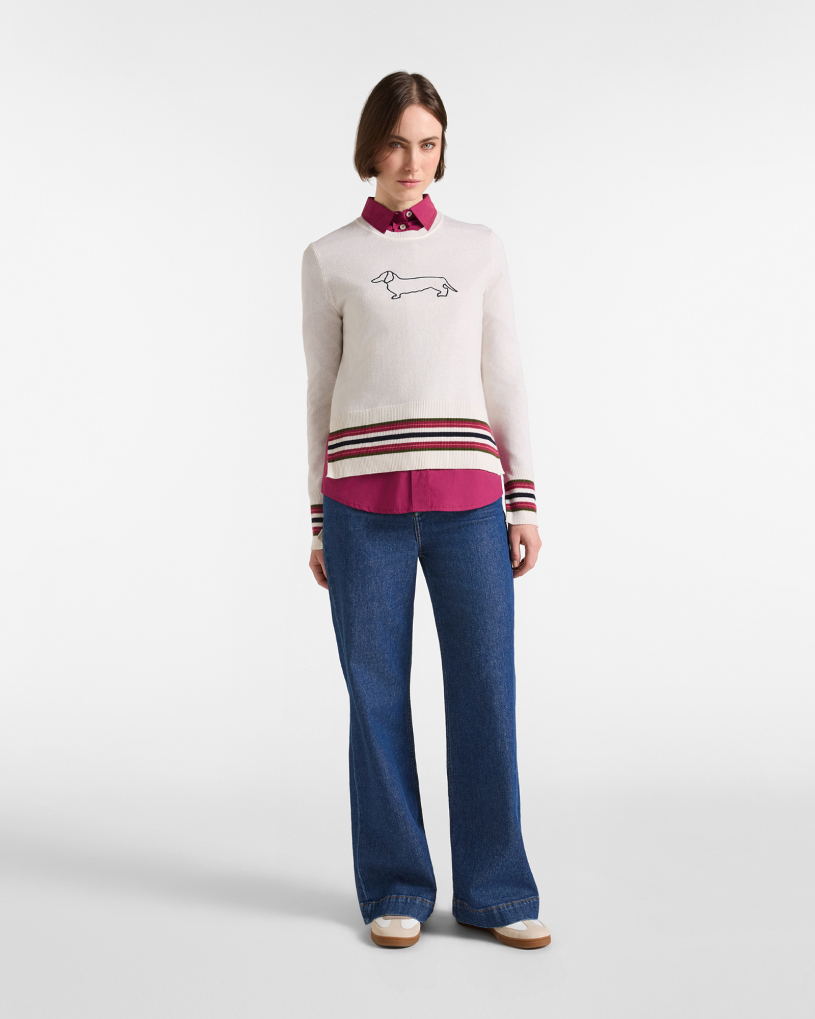 Maglia Donna in misto lana Regular Fit Made in Italy, BIANCO, large