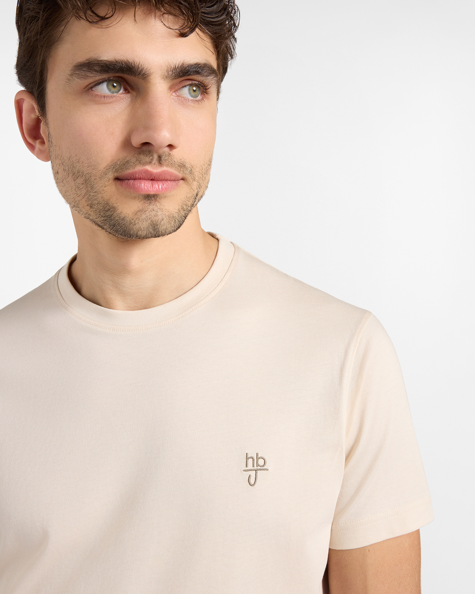 T-shirt HBJ Uomo Narrow Fit in puro cotone, BIANCO, large