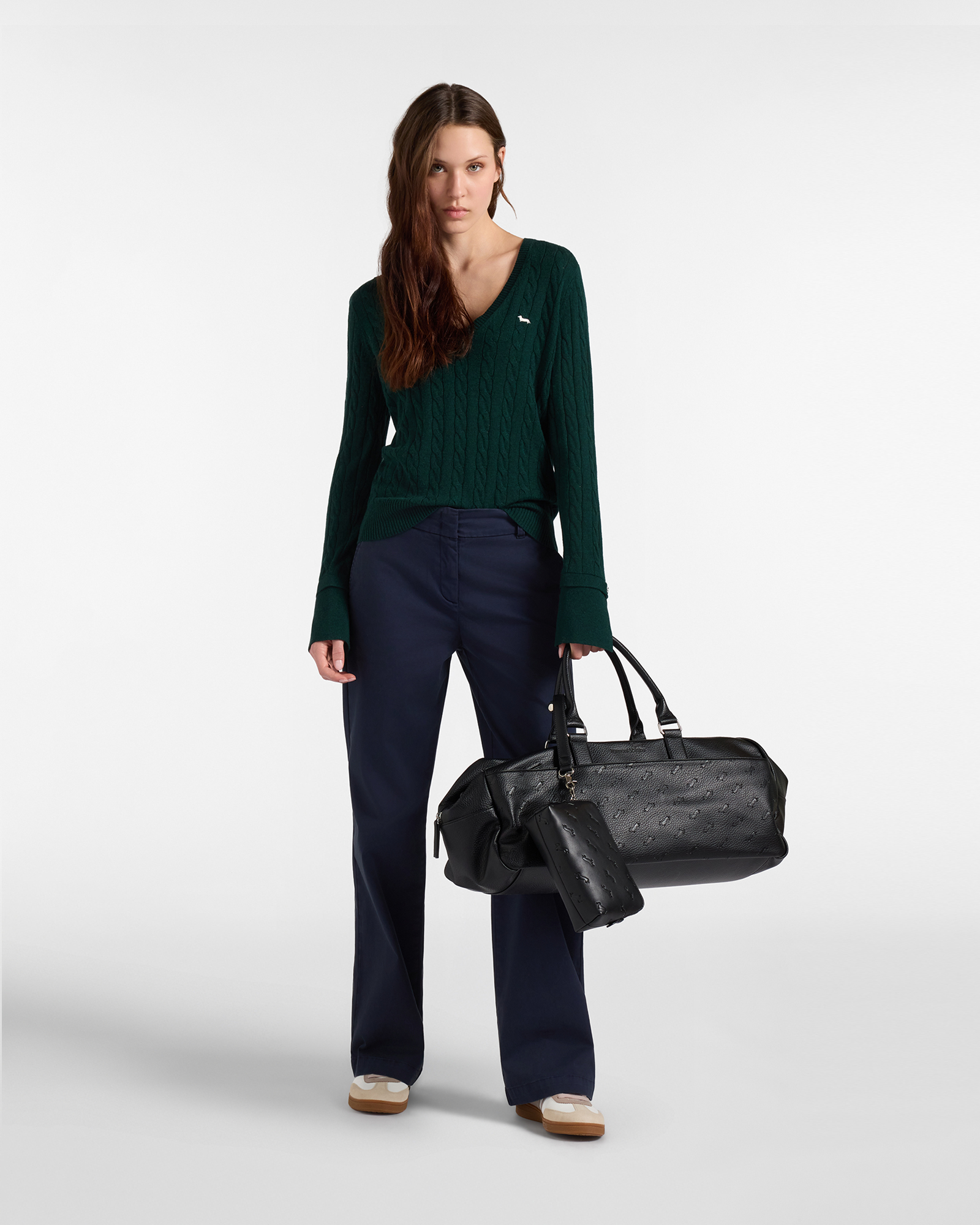 Pantal&oacute;n chino para mujer en algod&oacute;n el&aacute;stico, AZUL, large