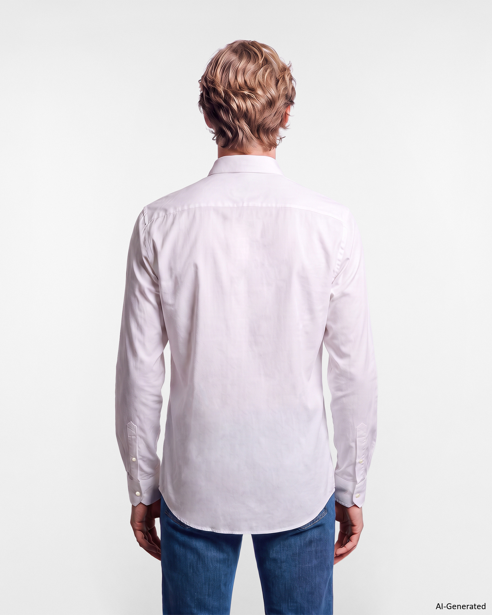 Men's narrow-fit solid shirt in stretch poplin, WHITE, large