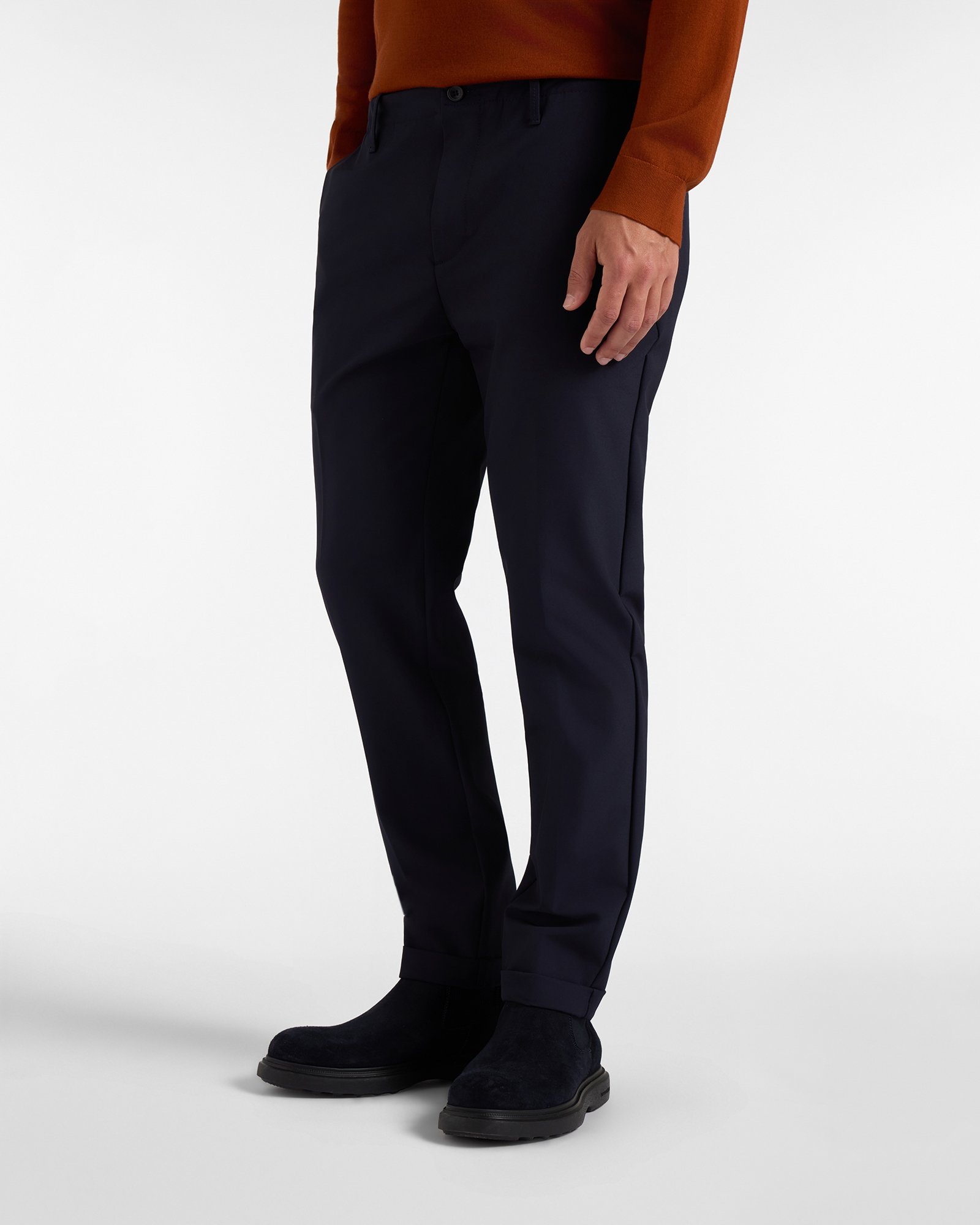 Men&rsquo;s D-Fit dark blue stretch nylon chino pants