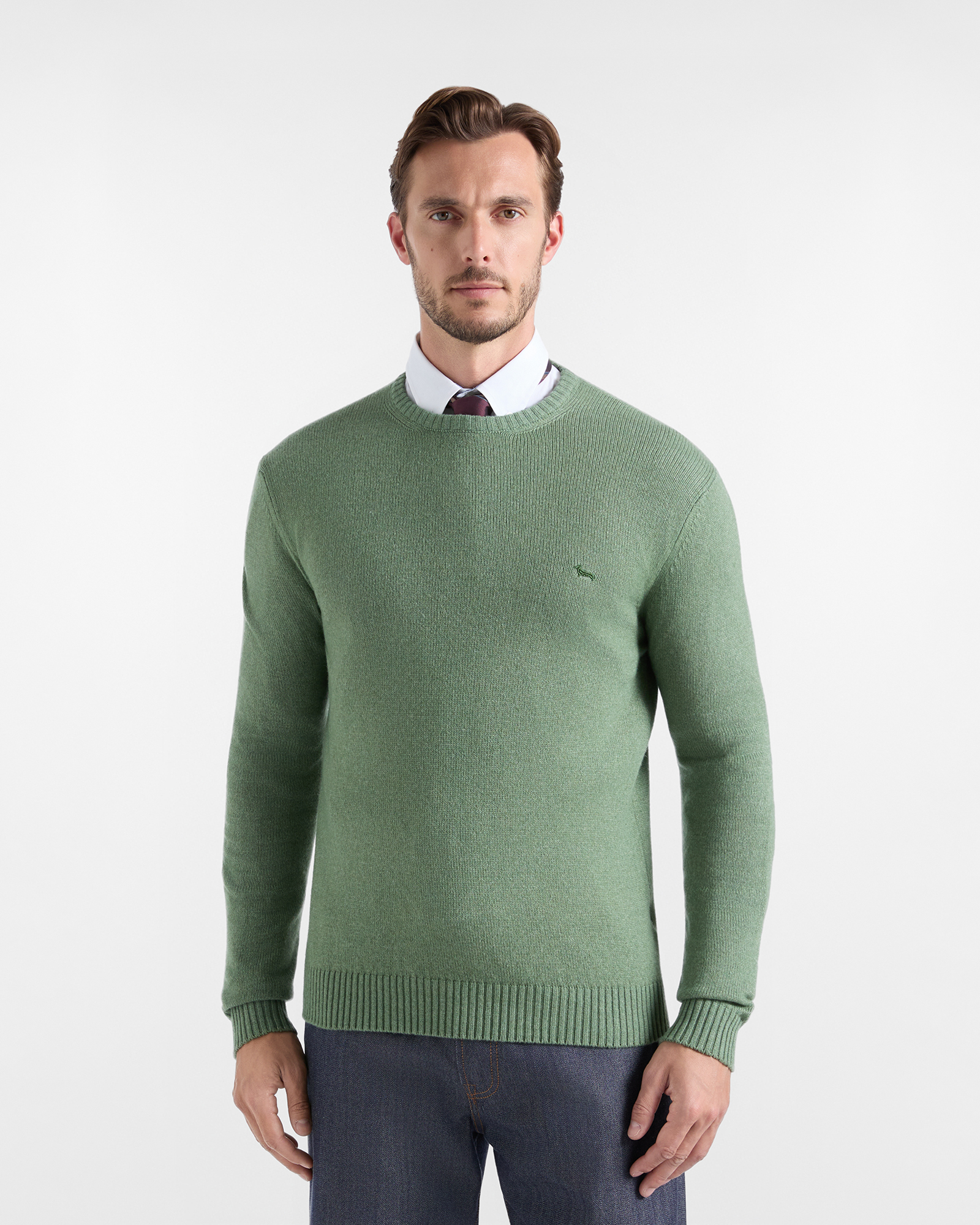 Maglia Uomo in misto lana verde Regular Fit Made in Italy