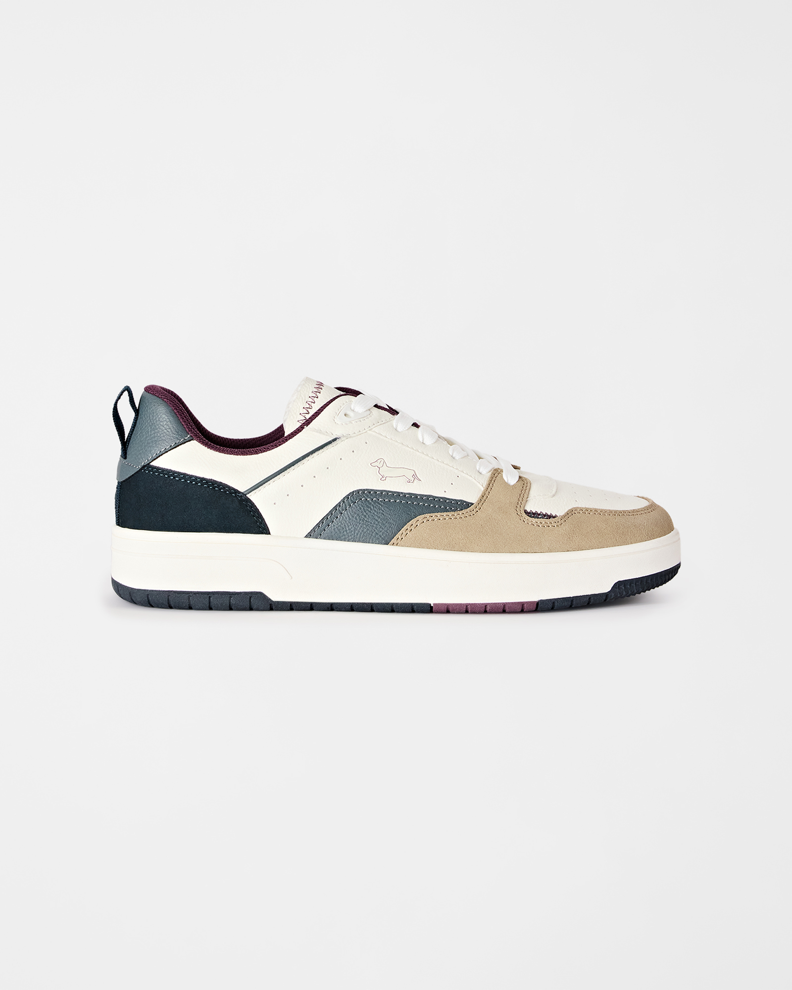 Sneaker Uomo basket-style in vera pelle, simil pelle e camoscio beige