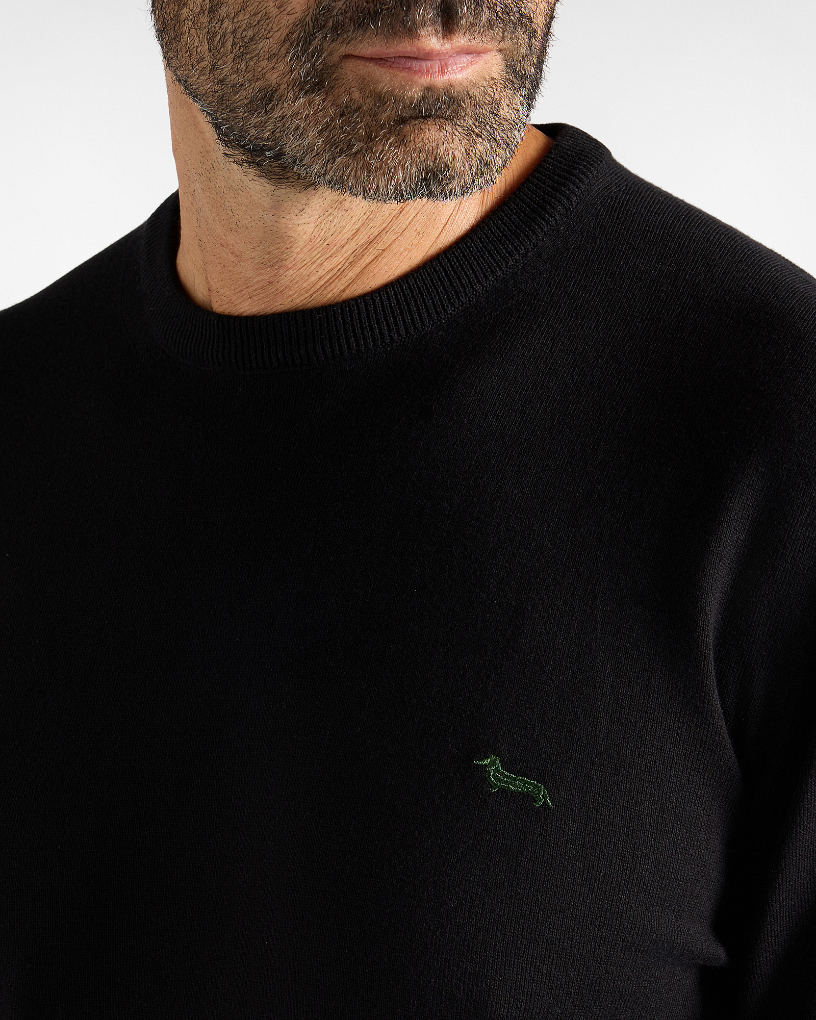 Jersey Hombre en mezcla de algod&oacute;n y cachemir   Regular Fit Made in Italy, NEGRO, large