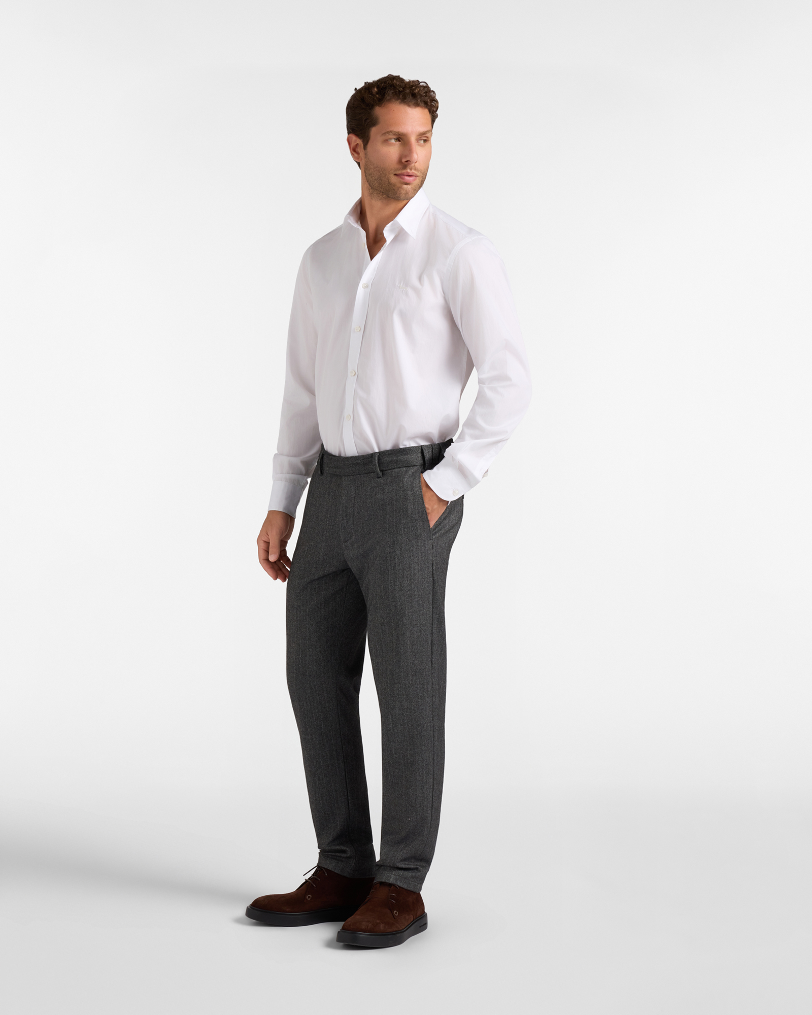 Men's regular-fit red poplin shirt, WHITE, large