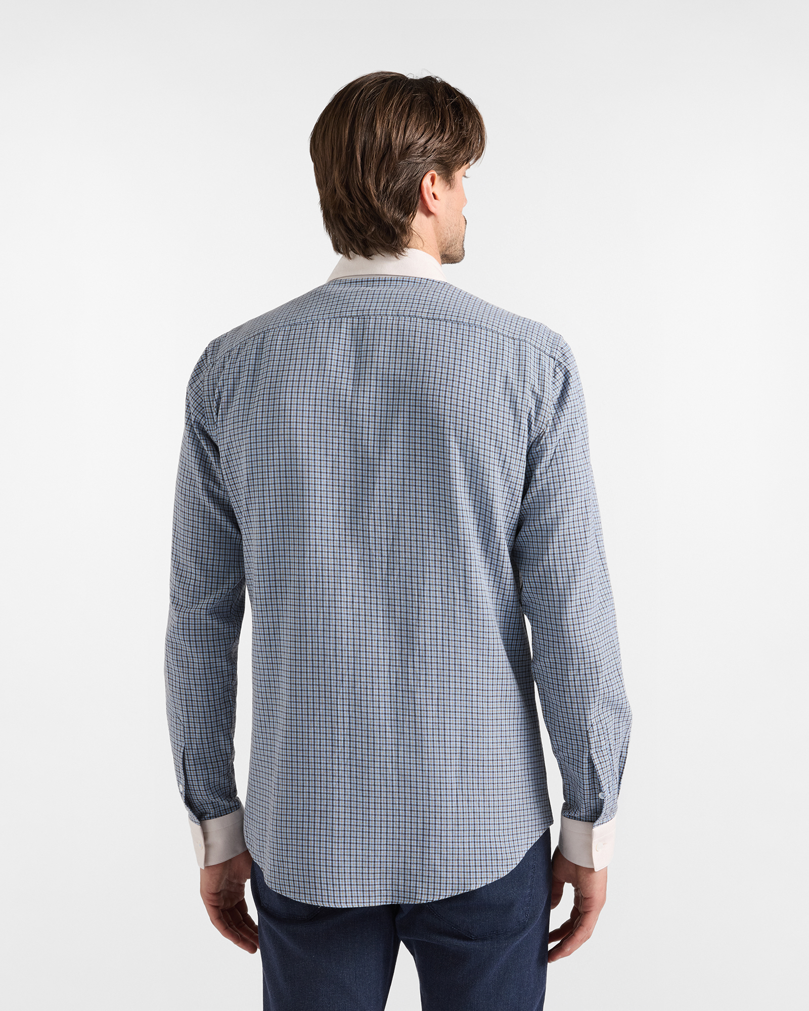 Camicia Harmont & Blaine Uomo Capsule Qualit&agrave; a Colori in flanella di cotone micro check, AZZURRO, large