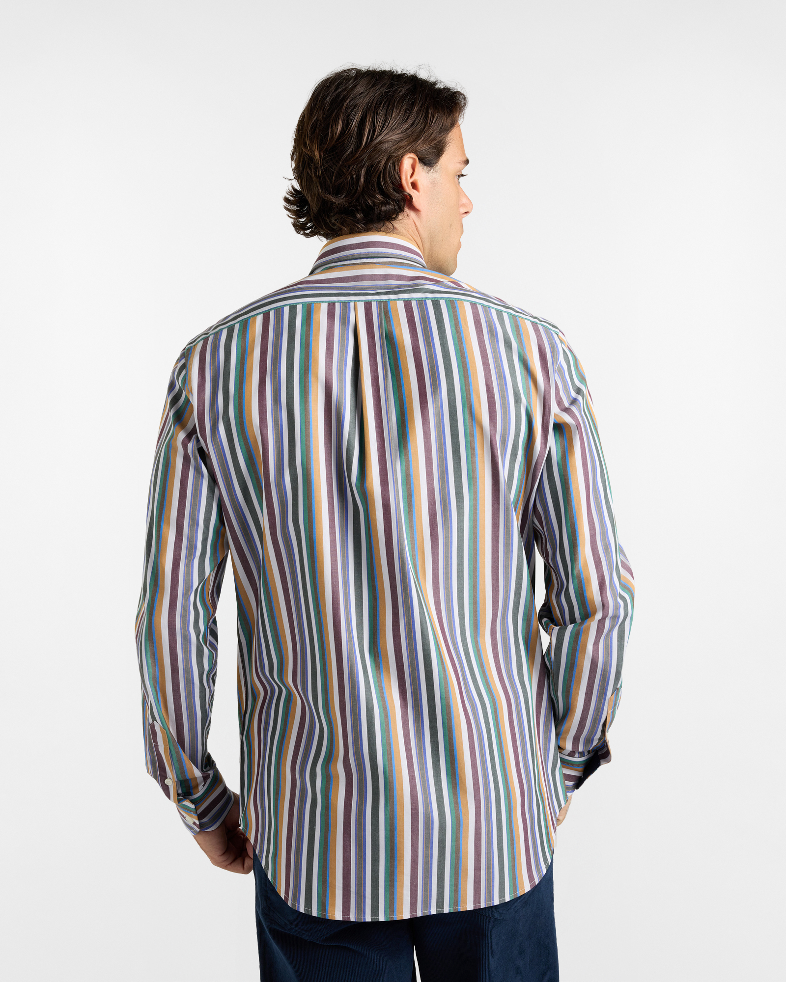 Camicia HBJ Uomo Regular Fit con collo Montecarlo in puro cotone a righe, MULTICOLOR, large