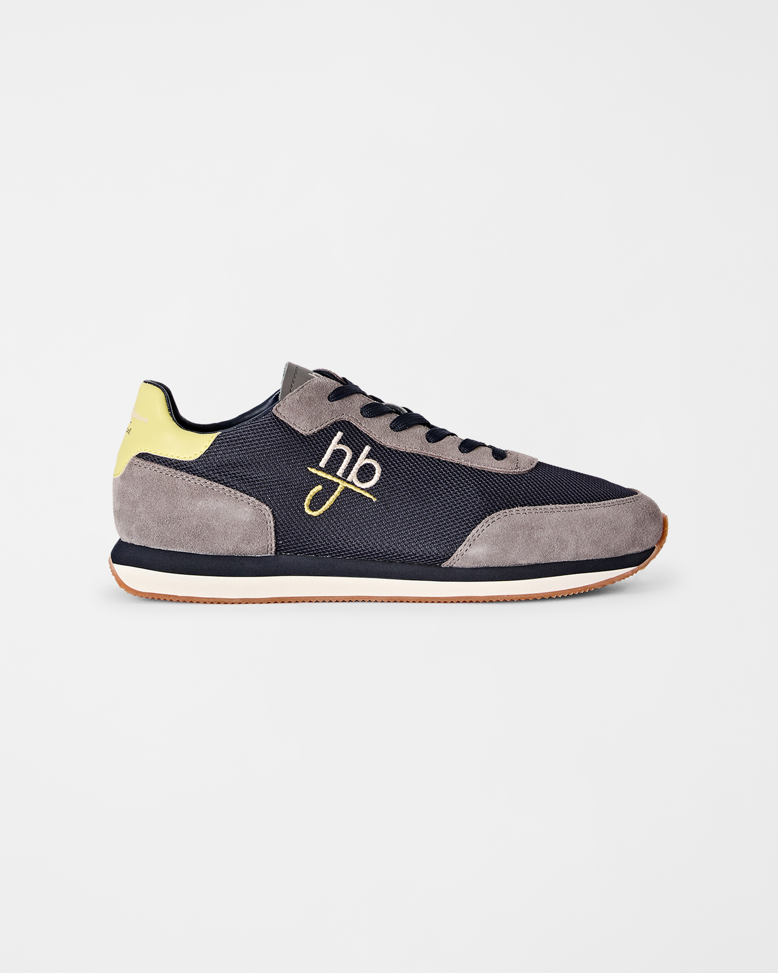 Sneaker HBJ Uomo in pelle e suede con dettagli, BLU SCURO, large