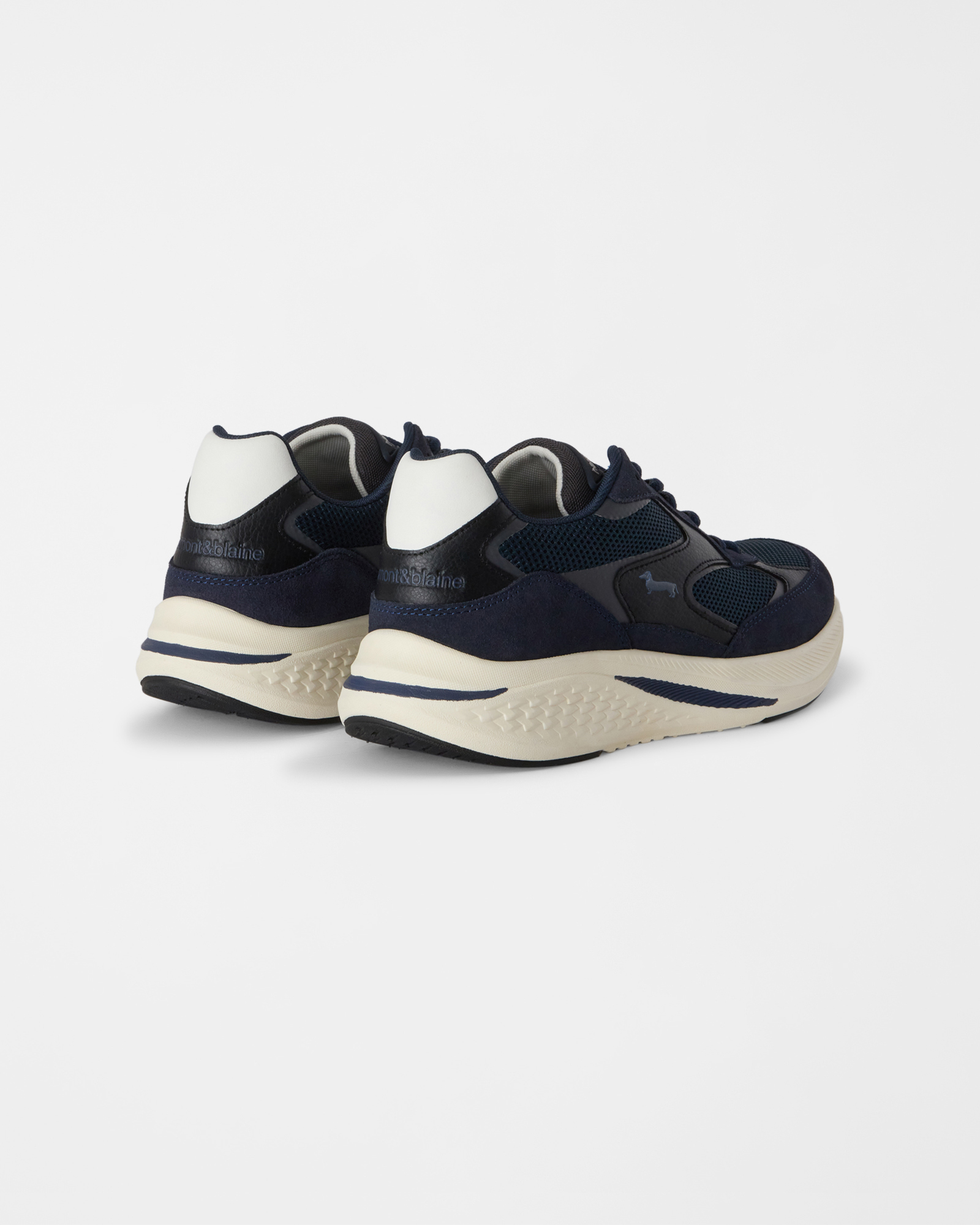 Zapatillas de hombre en ante y malla t&eacute;cnica, AZUL, large