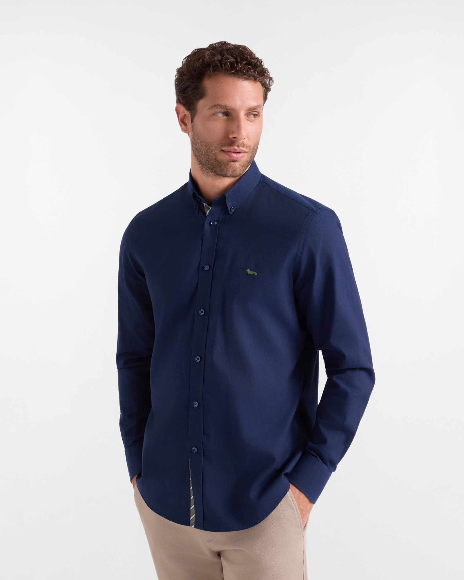 Camicia Uomo oxford con finta regimental Regular Fit blu