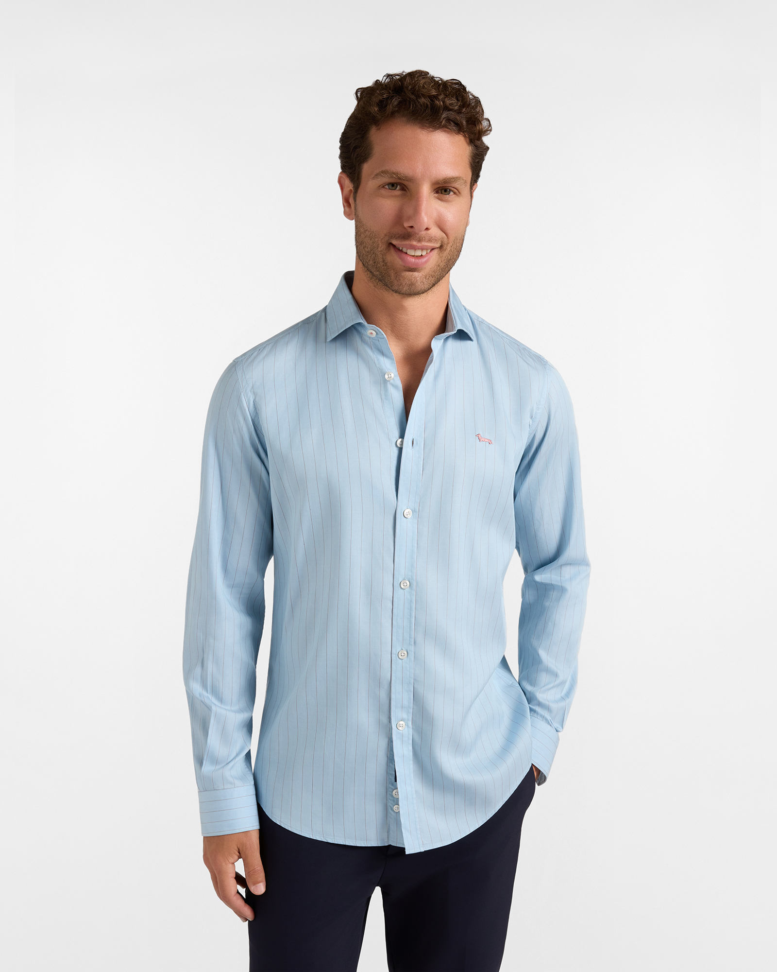 Camicia Uomo Narrow twill Tencel&reg; Narrow Fit Azzurro
