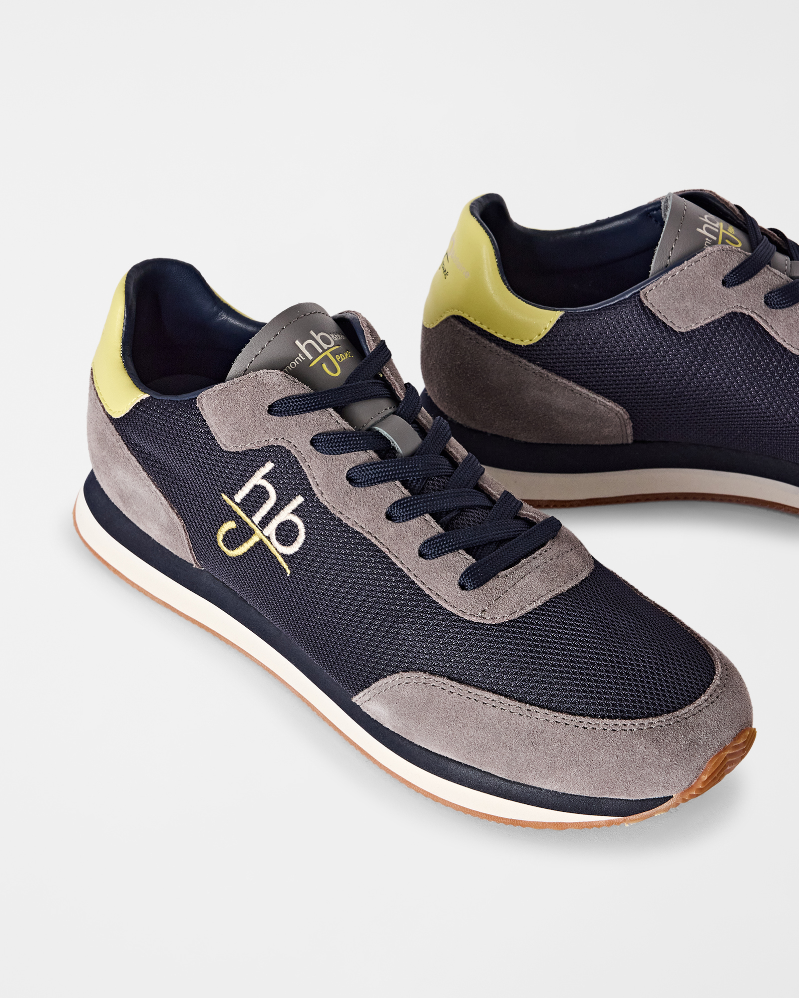 Sneaker HBJ Uomo in pelle e suede con dettagli, BLU SCURO, large