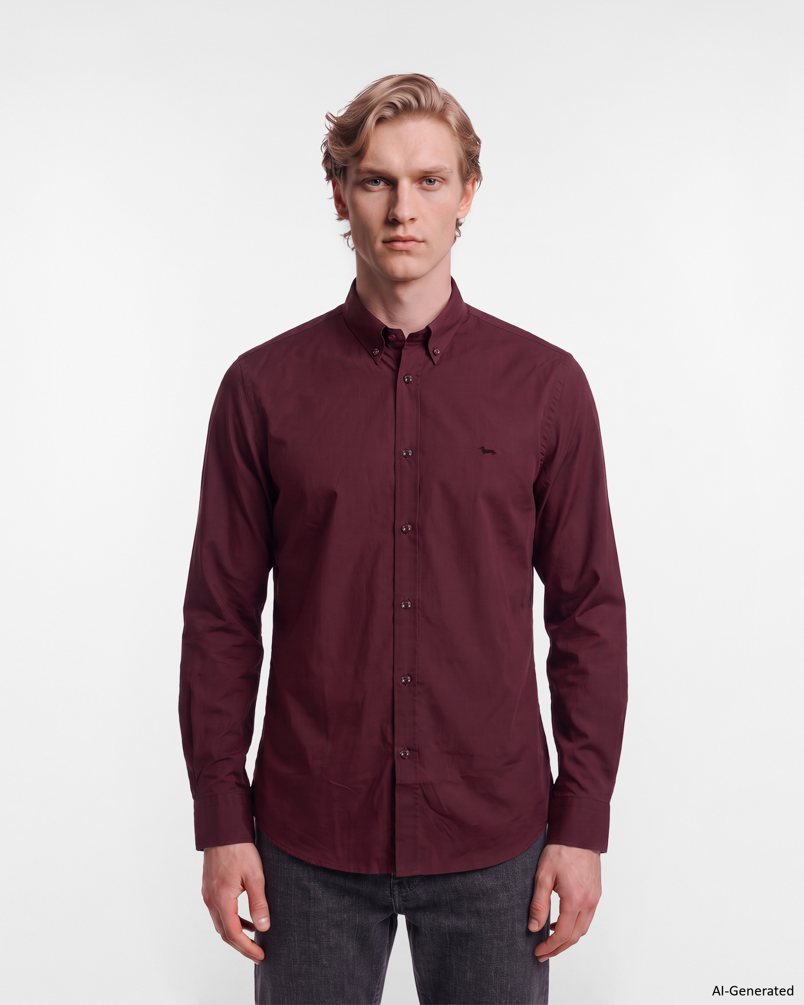 Camicia Uomo popeline Regular Fit bordeaux
