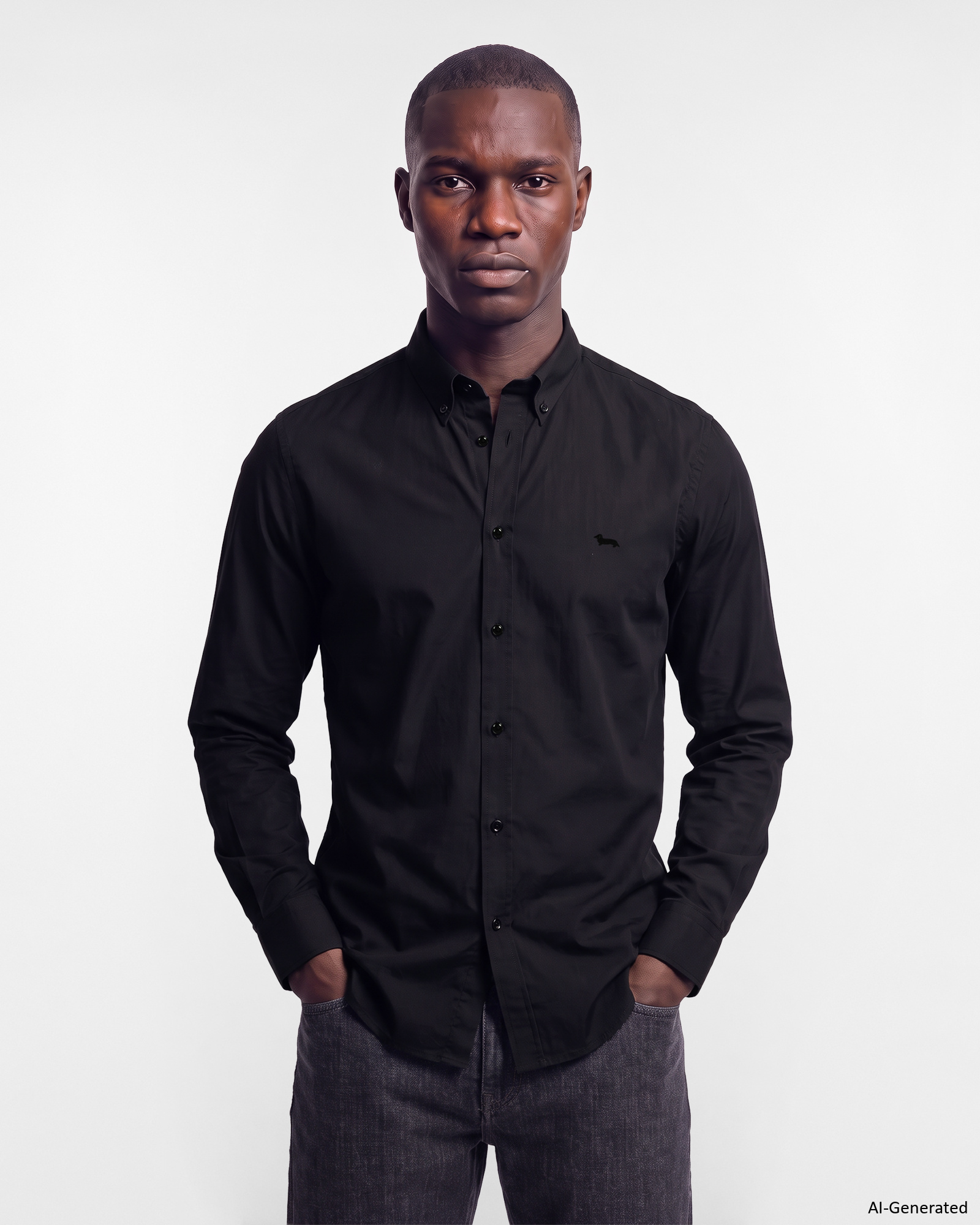 Camicia Uomo popeline Regular Fit nero