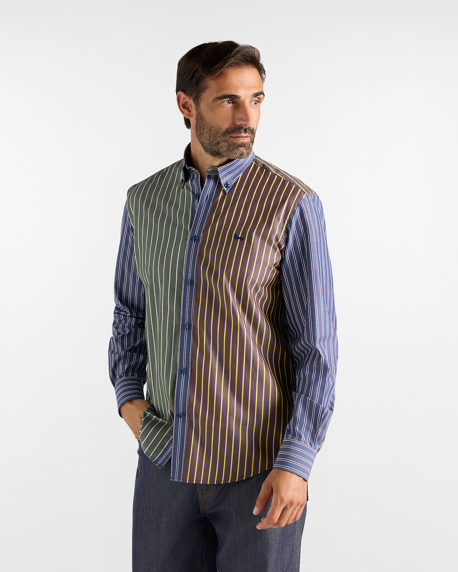 Camicia Piazzetta Uomo righe regimental Regular Fit blu