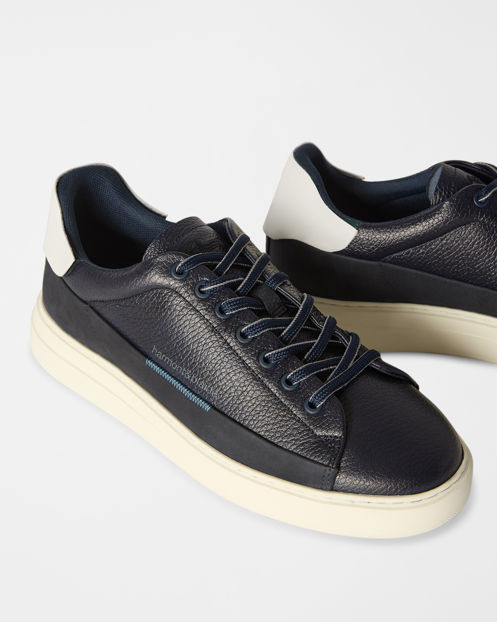 Sneaker de hombre en piel granulada y nobuk, AZUL - AZUL, large