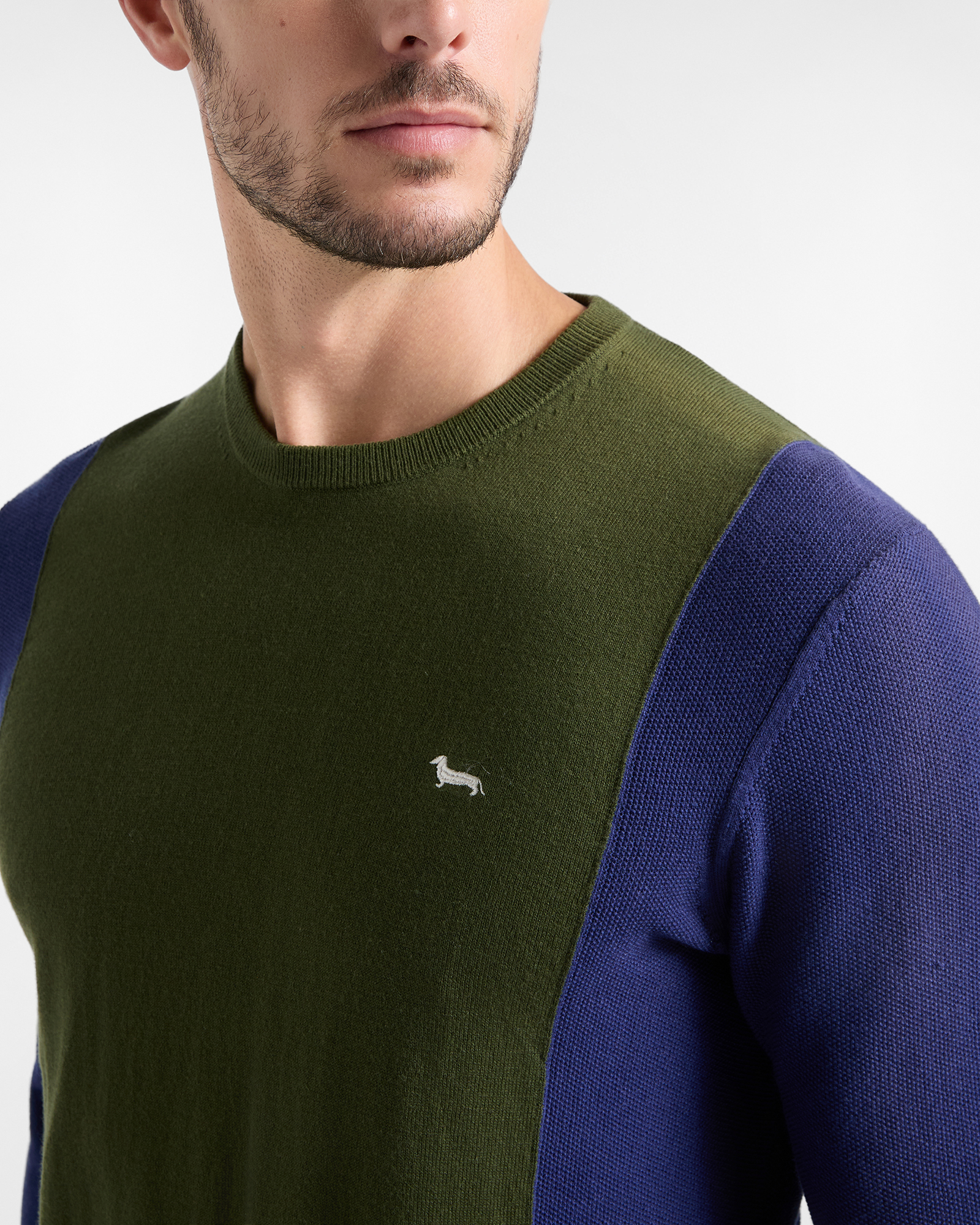 Maglia Uomo in misto lana e cotone Regular Fit Made in Italy, VERDE SPORT, large