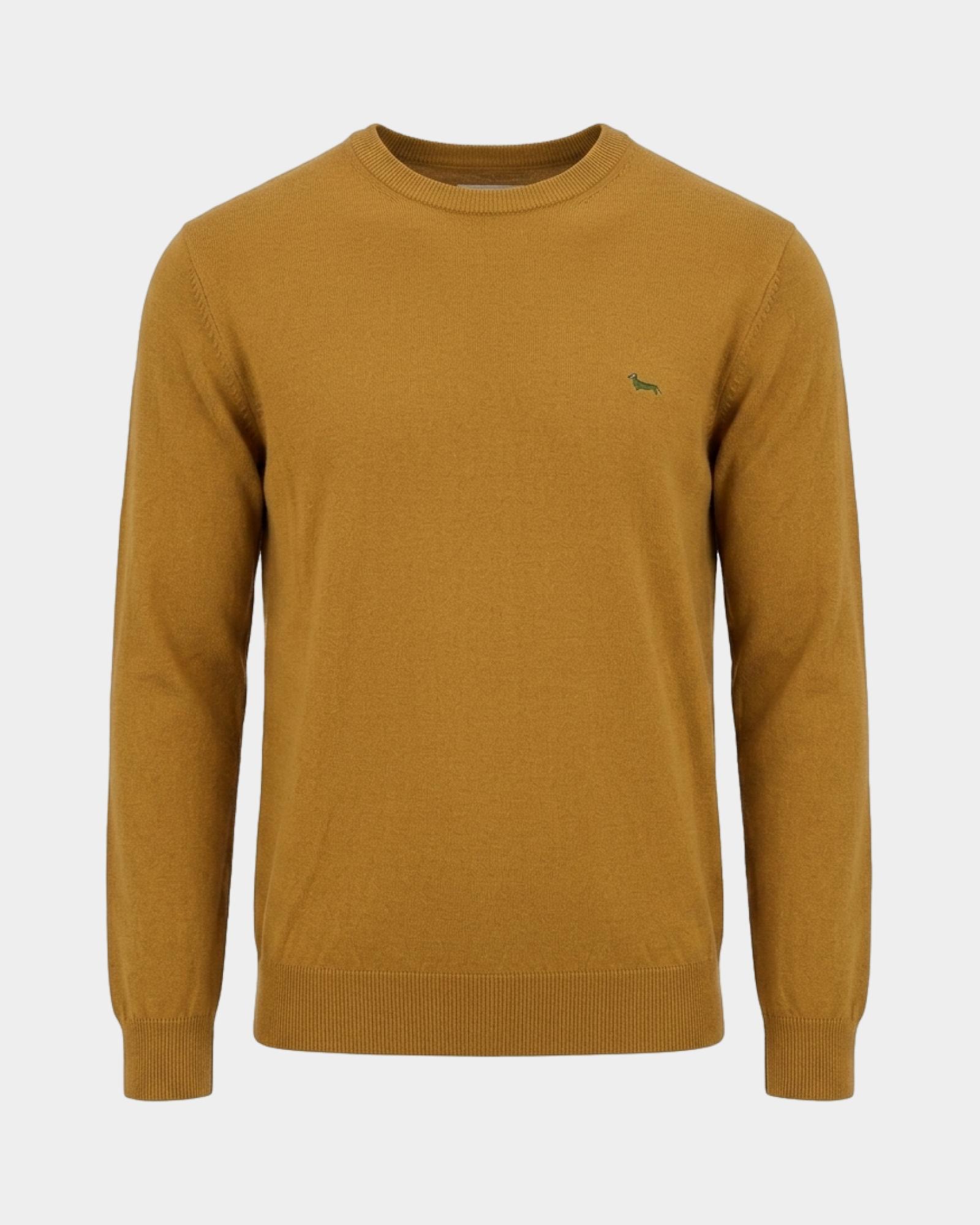 Men's regular fit sweater in a  wool and cotton blend, BROWN, large