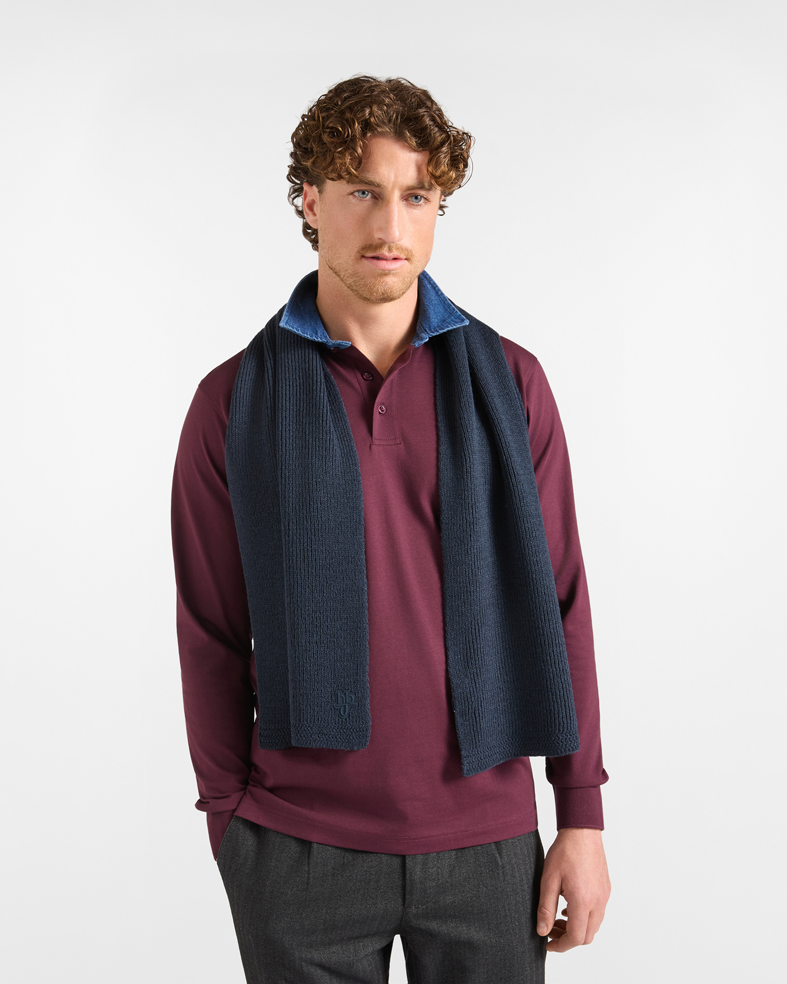 Sciarpa HBJ Uomo in Misto Lana, BLU SCURO, large