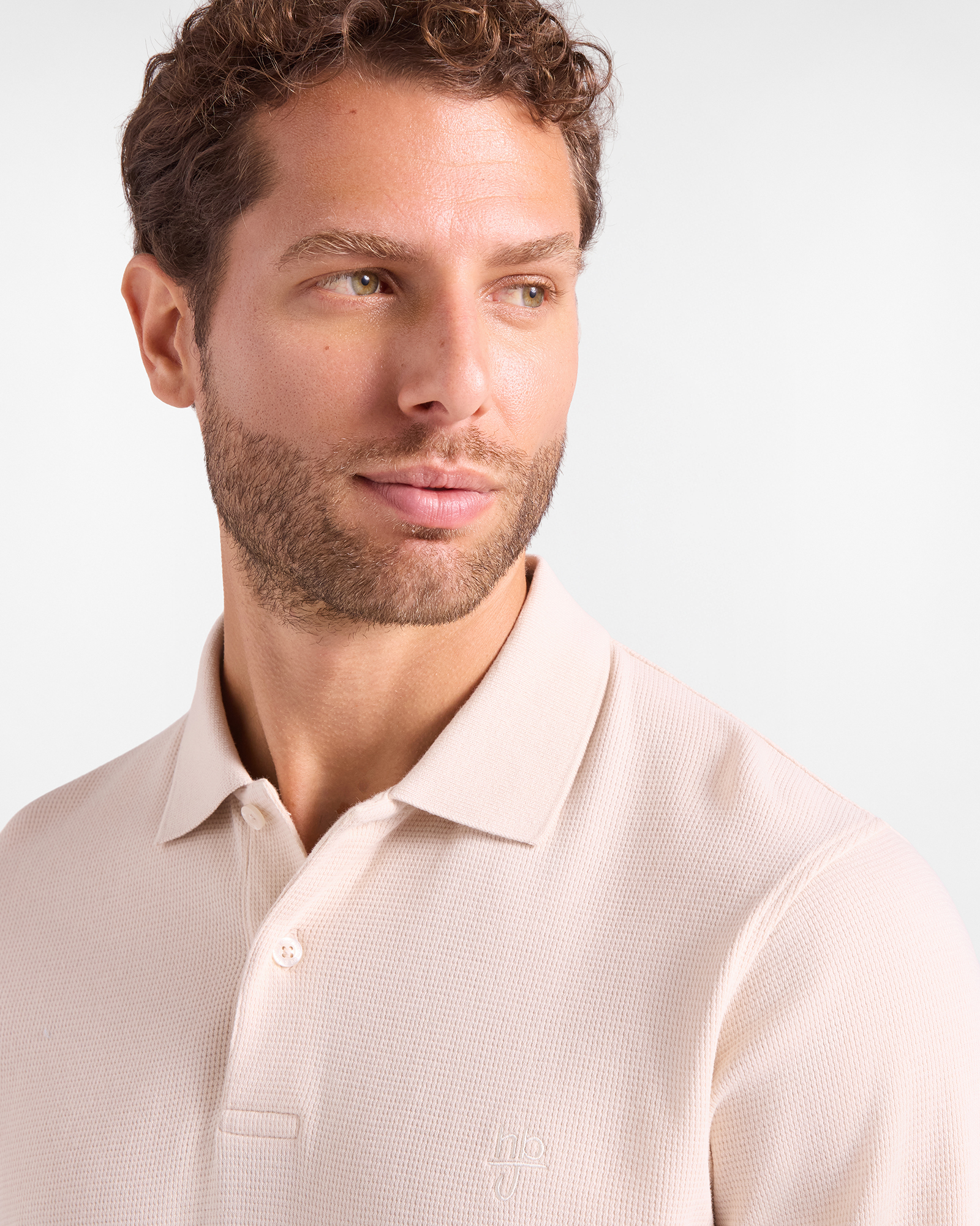 Polo HBJ Uomo in Jersey Jacquard di Puro Cotone, BIANCO, large