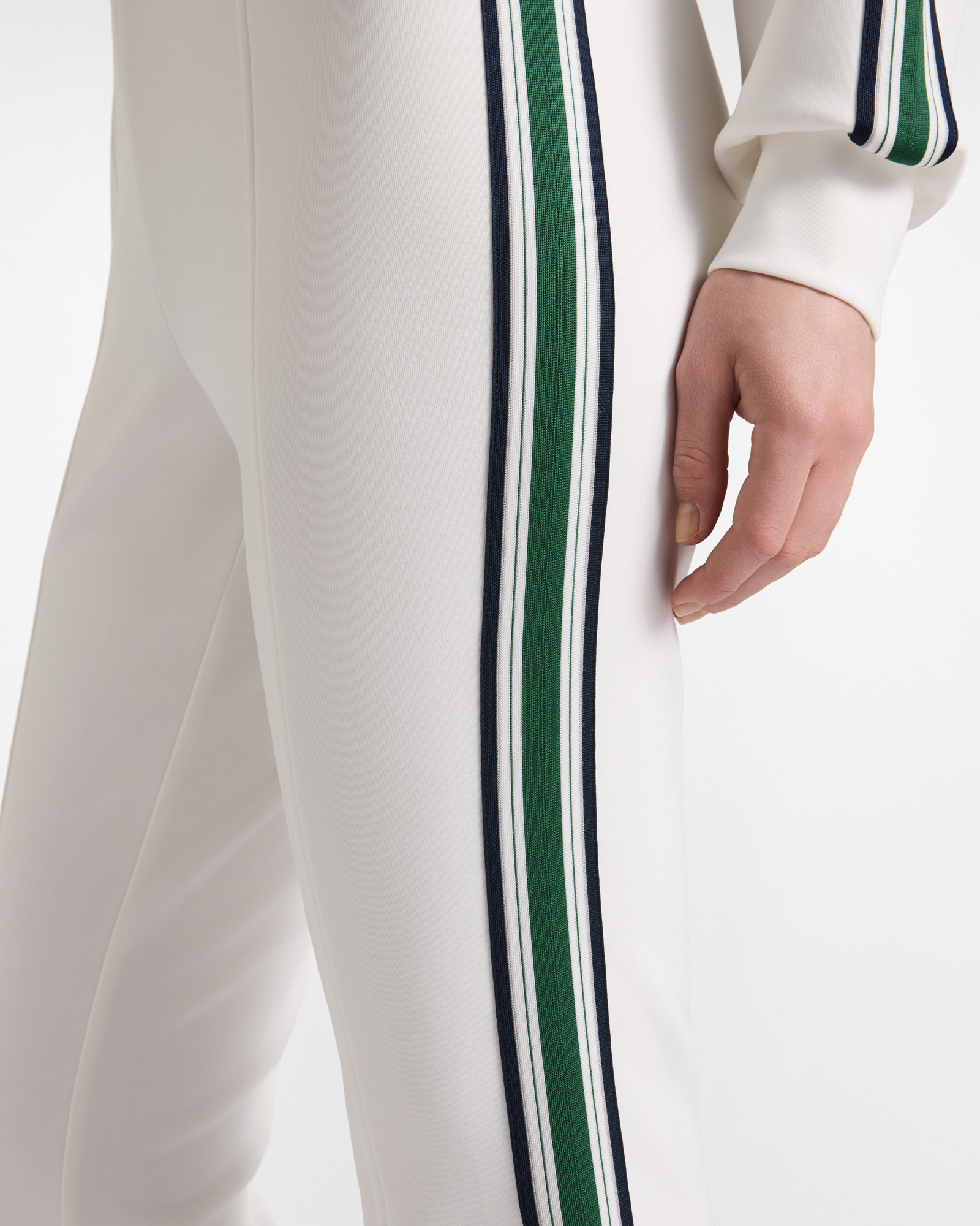Pantalone Donna in felpa con banda regimental, BIANCO, large