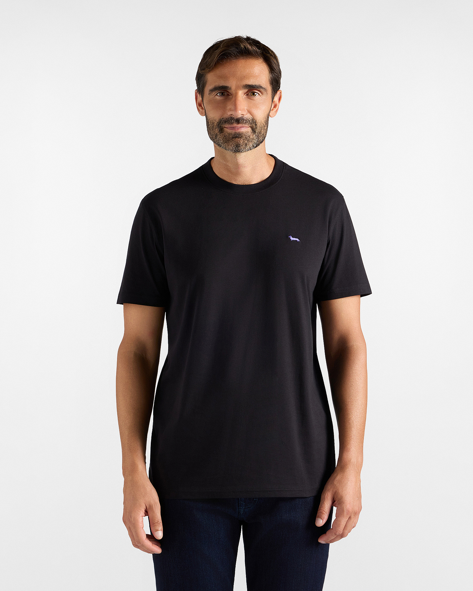 Men's regular-fit black T-shirt in 100% pure cotton
