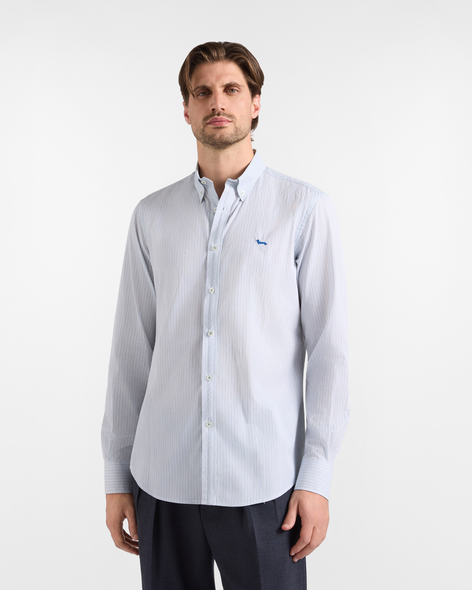 Camicia Uomo in popeline rigato extrafine bianco