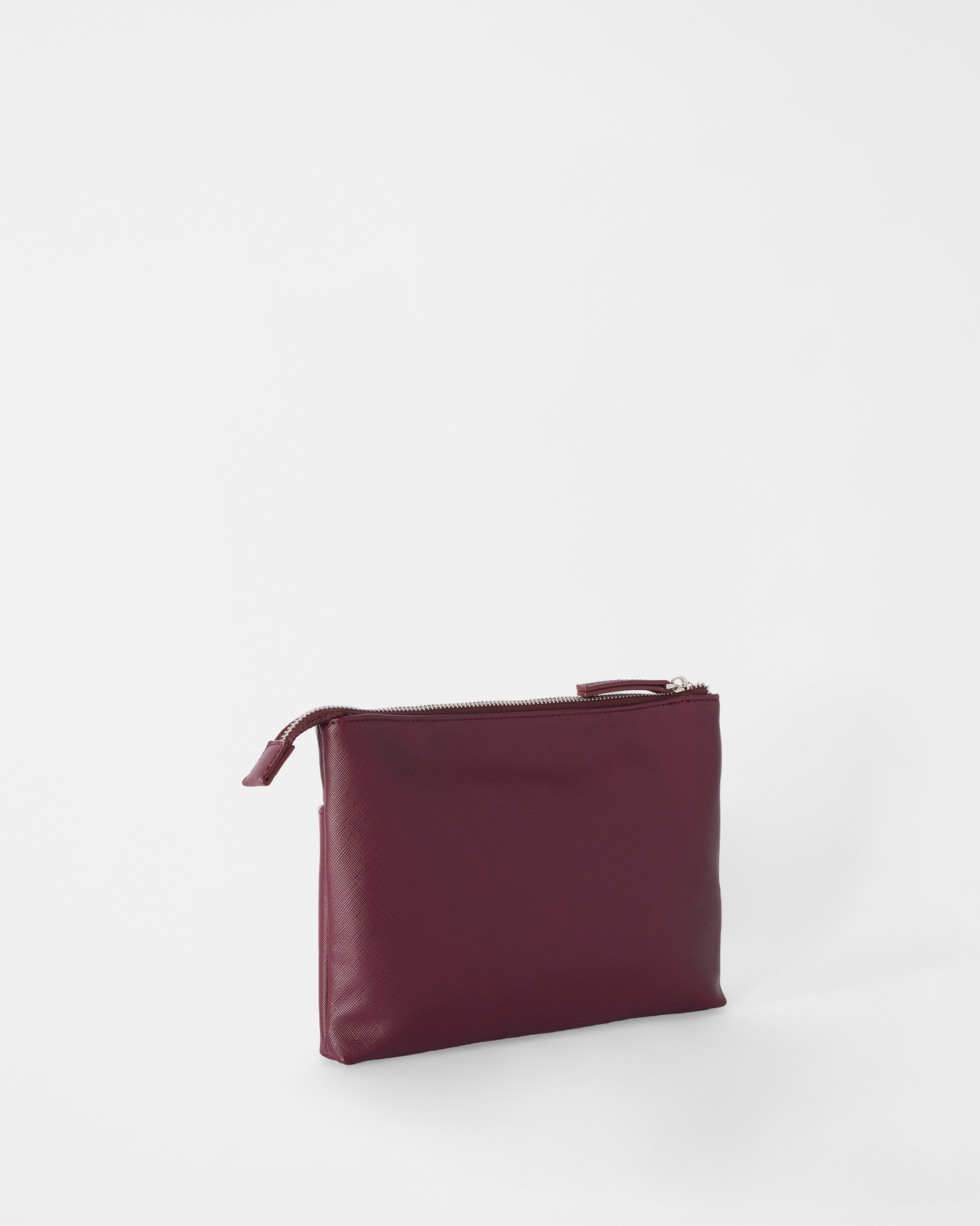 Men's clutch with handle featuring Saffiano finish, DARK RED, large