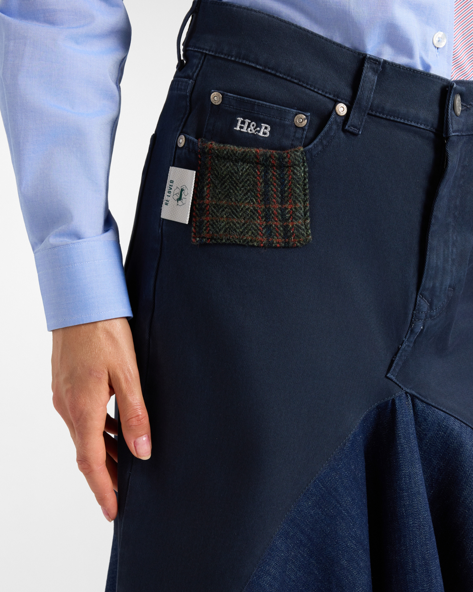 Gonna Donna in Denim Re-Loved Made in Italy, BLU NAVY, large
