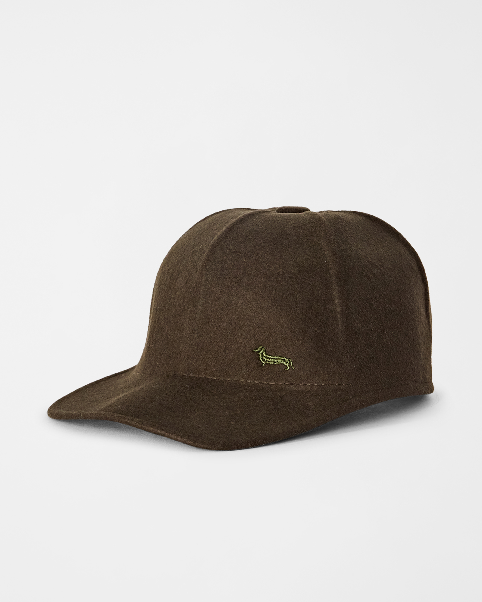 Baseball Cap Uomo in feltro di pura lana con ricamo verde petrolio