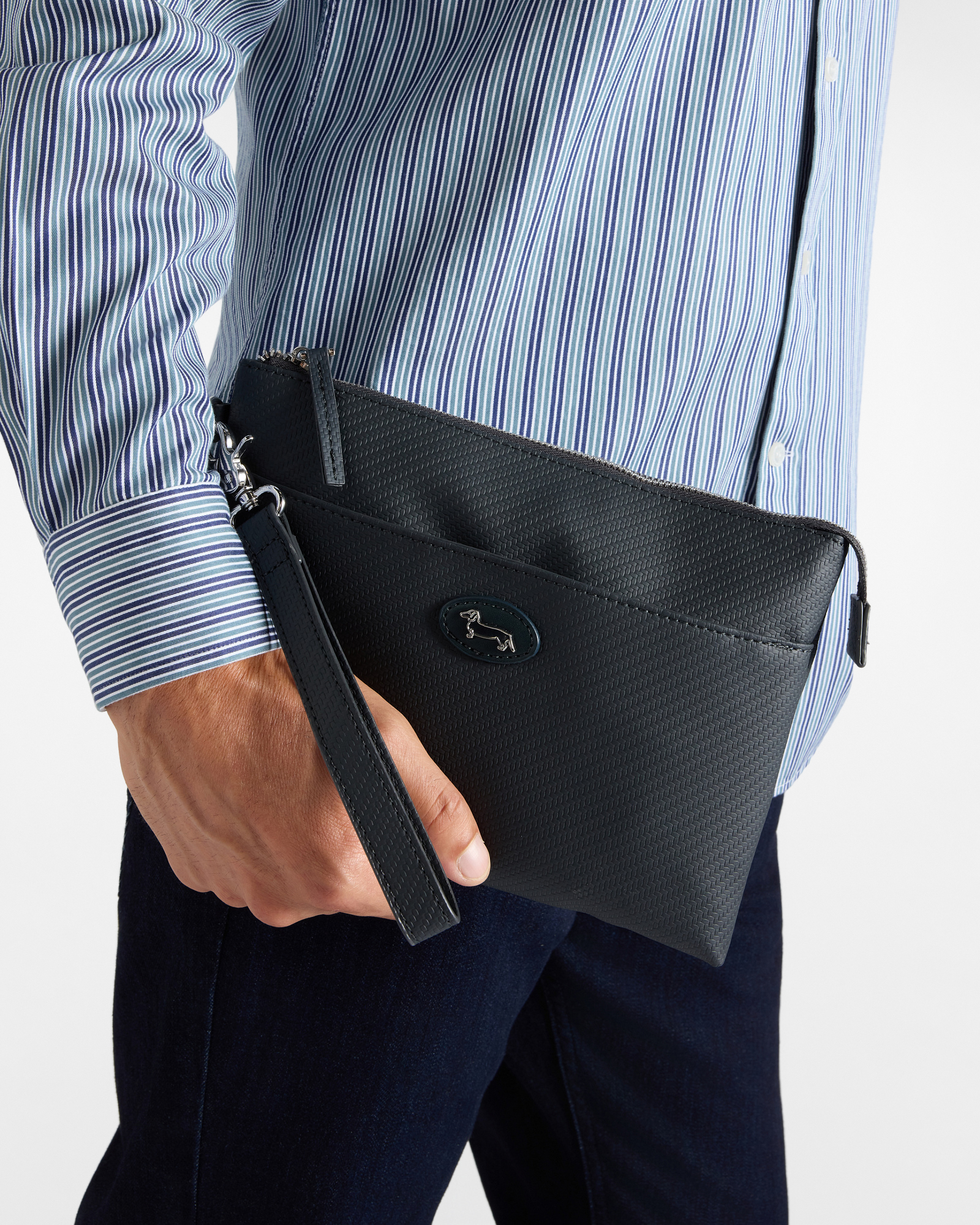 Pochette piatta con manico Uomo blu